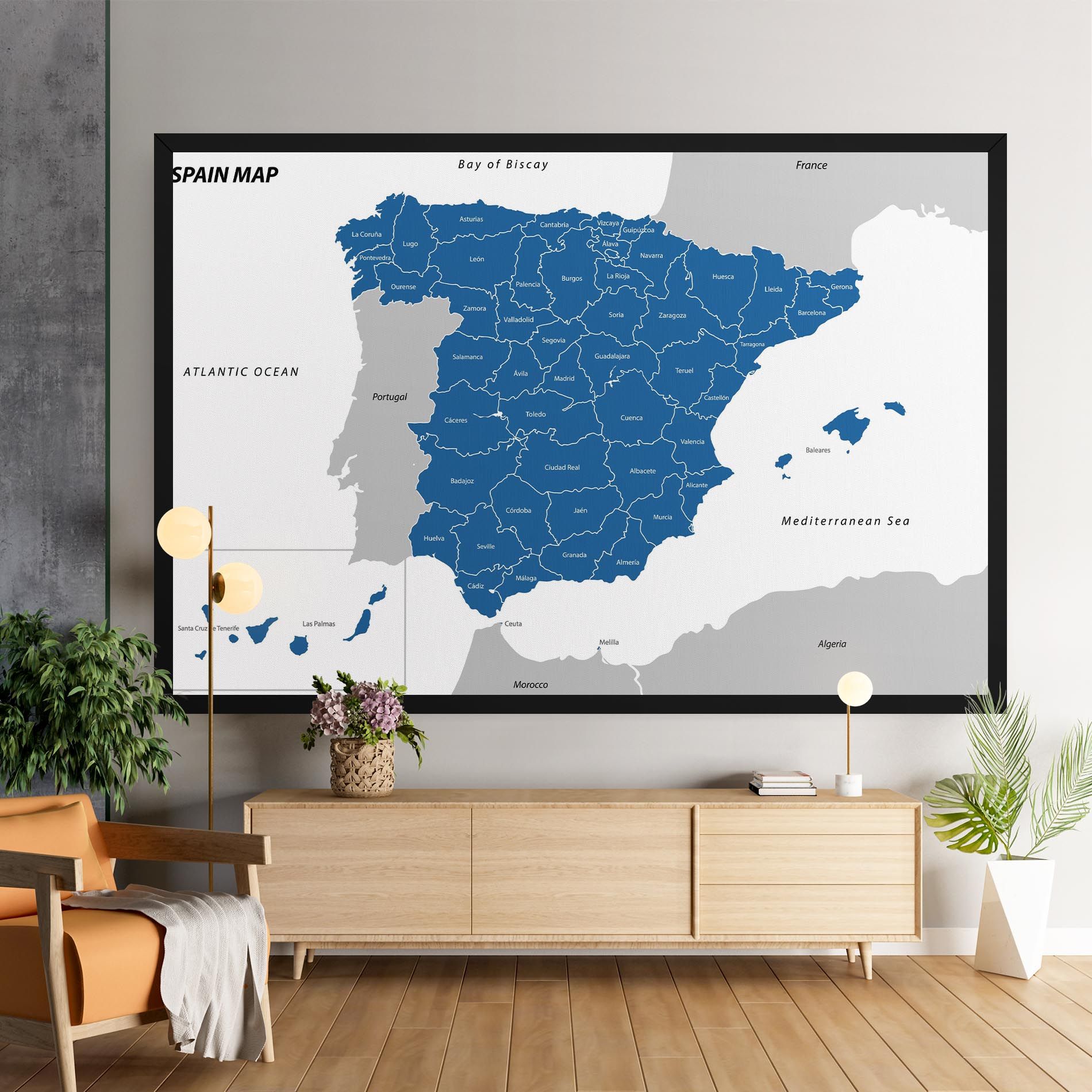 Spain Blue Map mockup 9