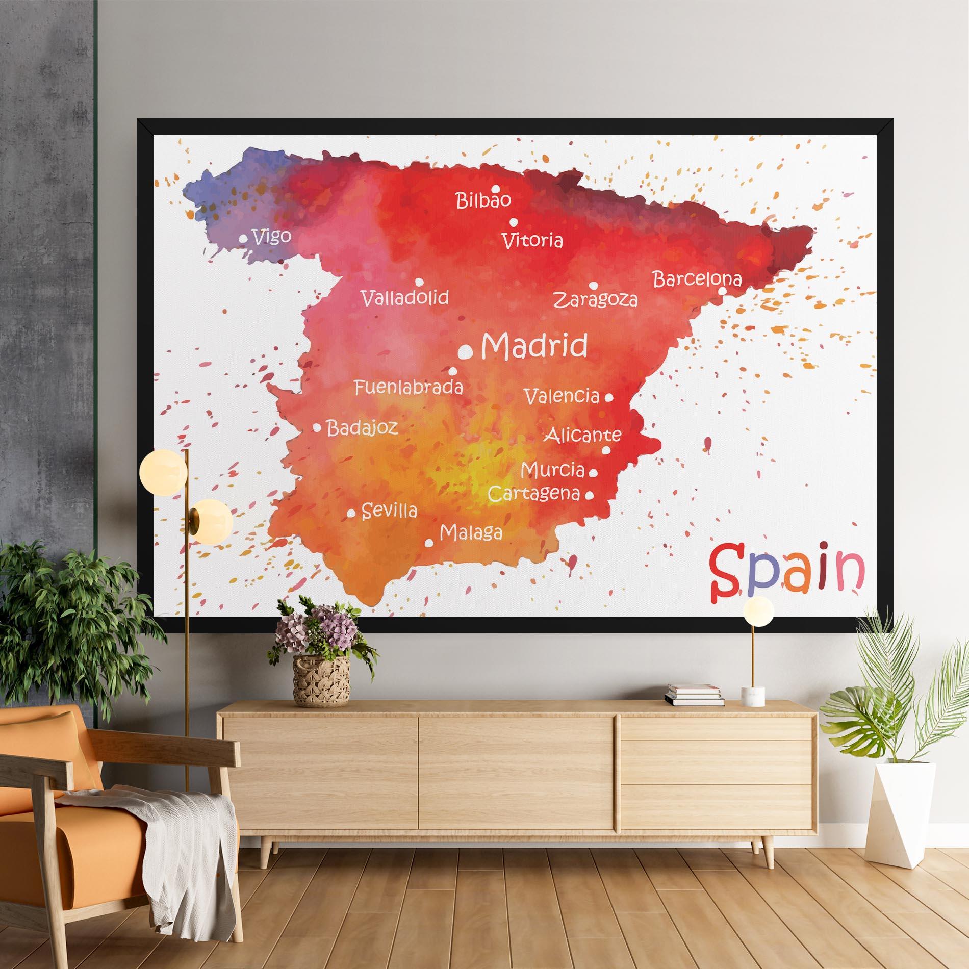 Leinwandbild Spain Map mockup 9