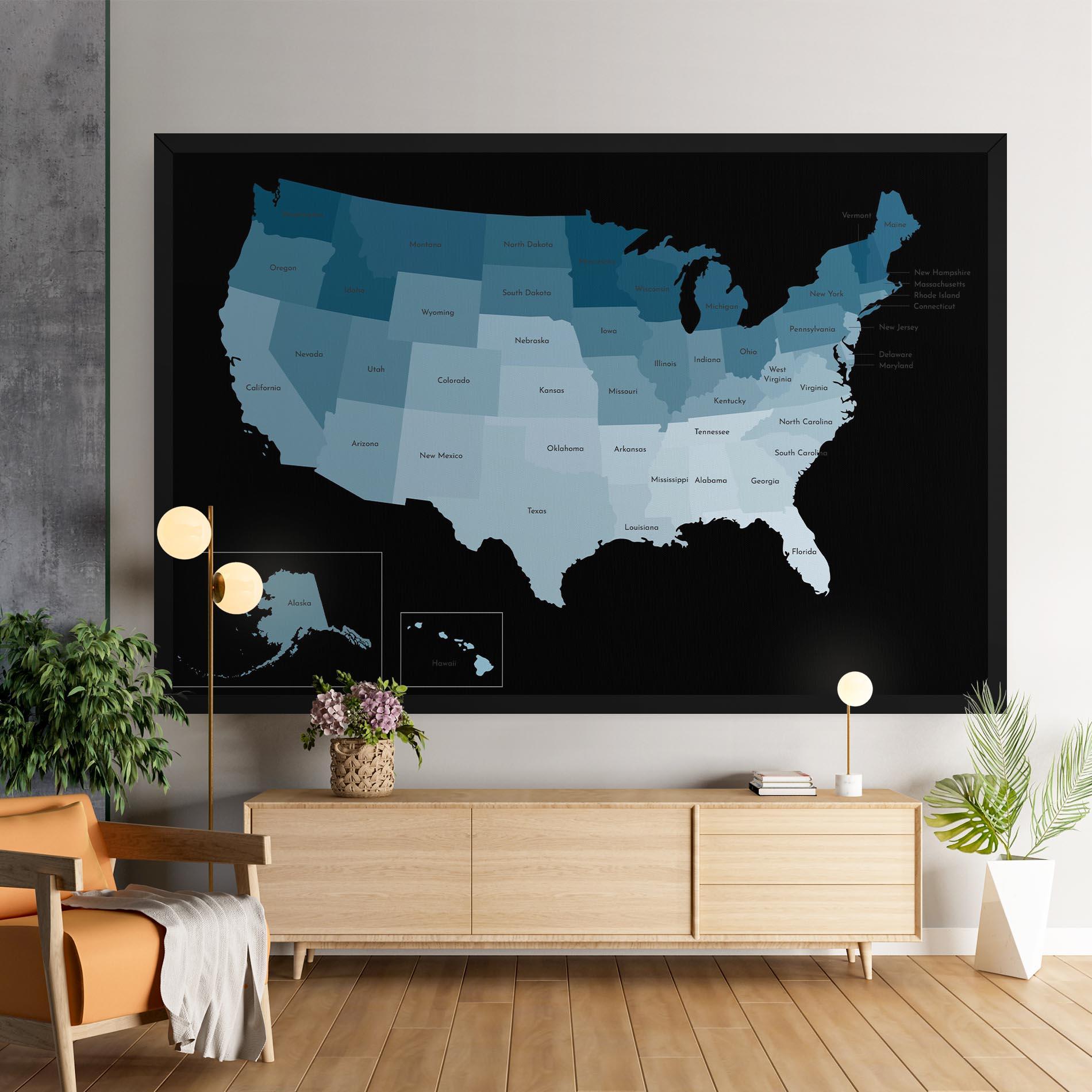 Leinwandbild Sua Blue Map mockup 9