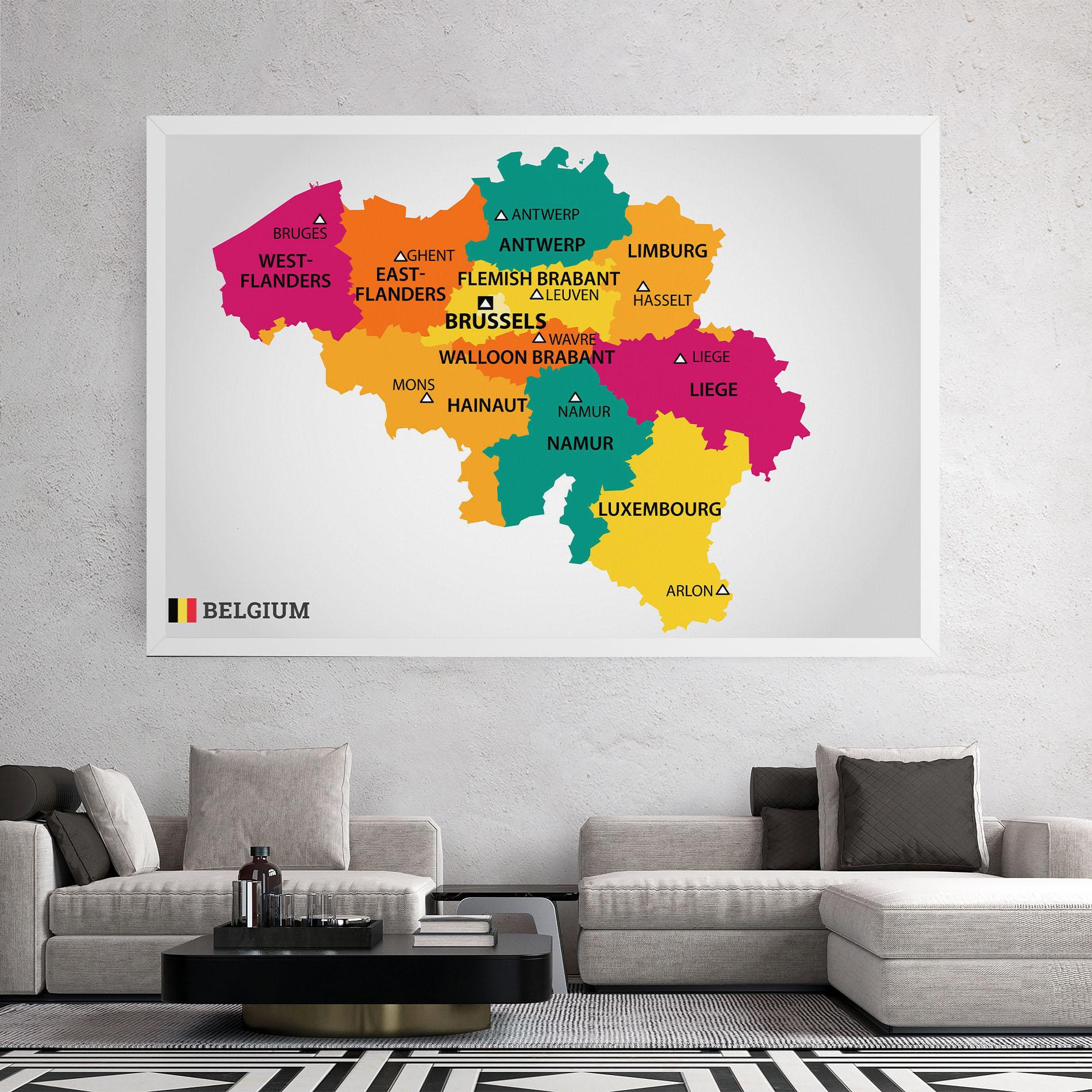 Leinwandbild Belgium Color Map mockup 2