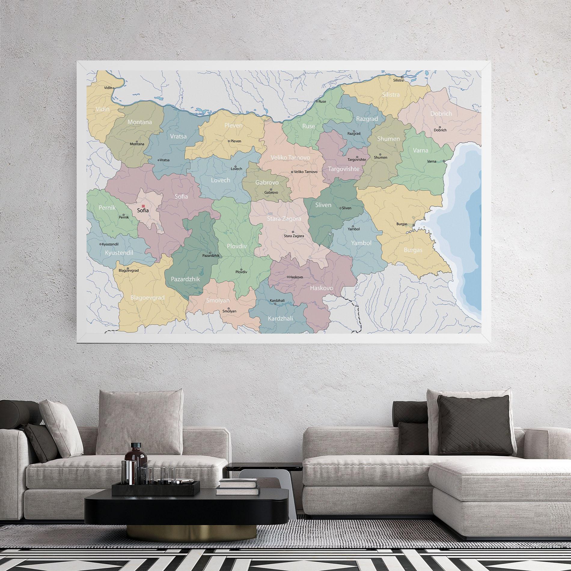 Leinwandbild Bulgaria Map mockup 2