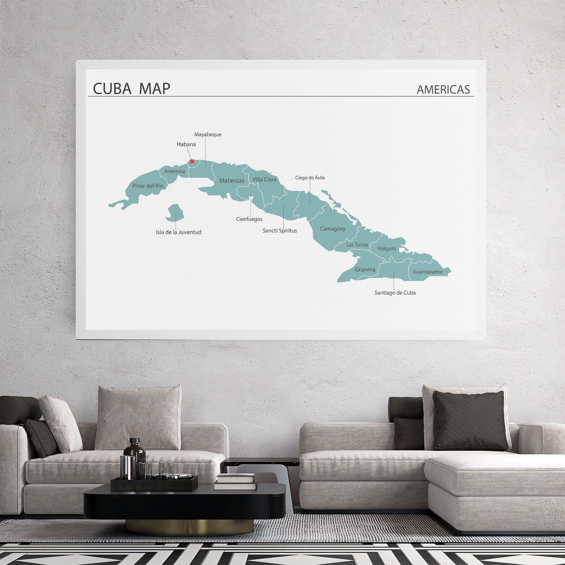 Leinwandbild Cuba Map mockup 2