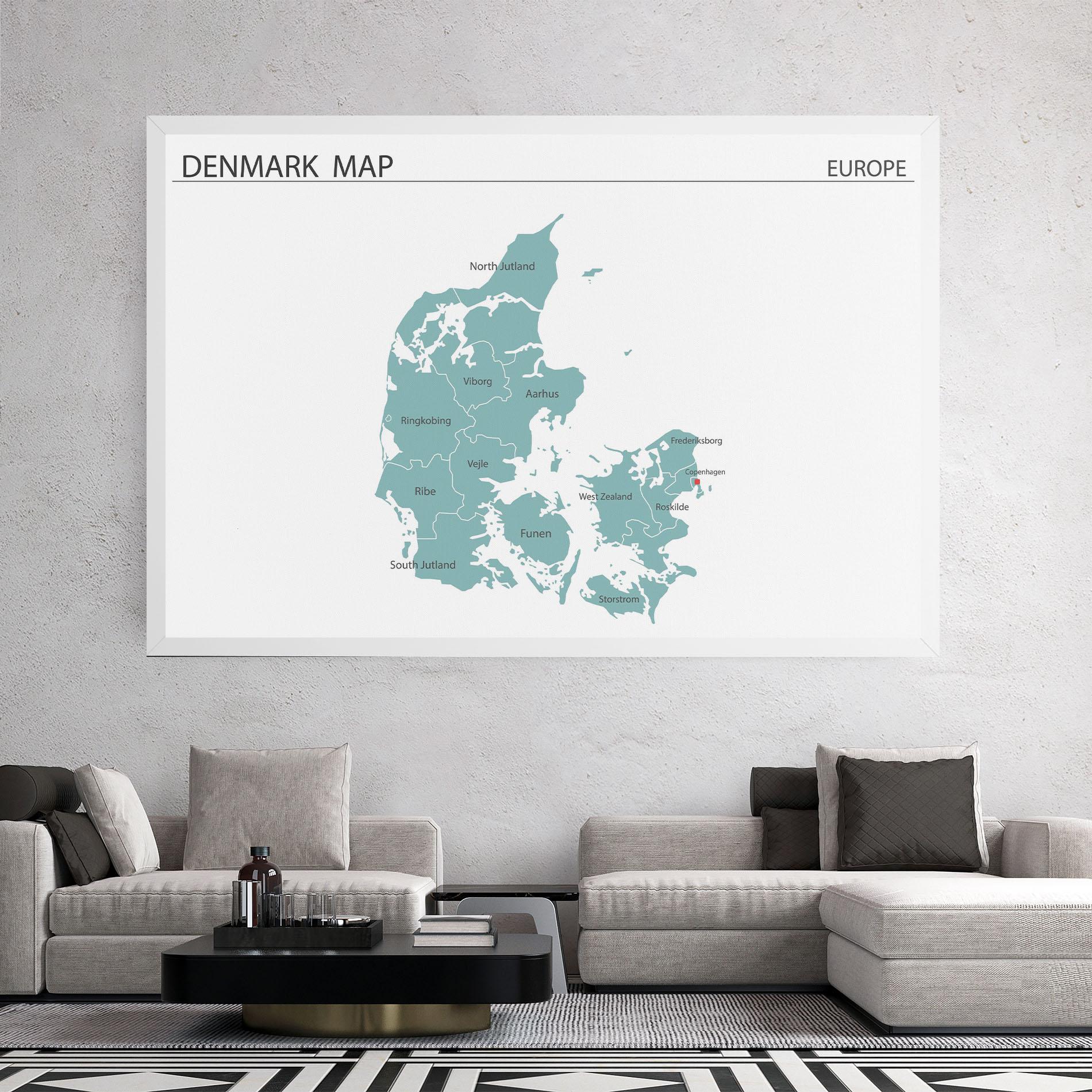 Leinwandbild Denmark Map mockup 2