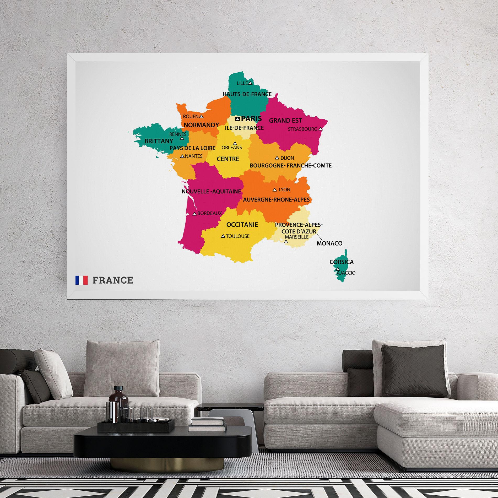 Leinwandbild France Color Map mockup 2