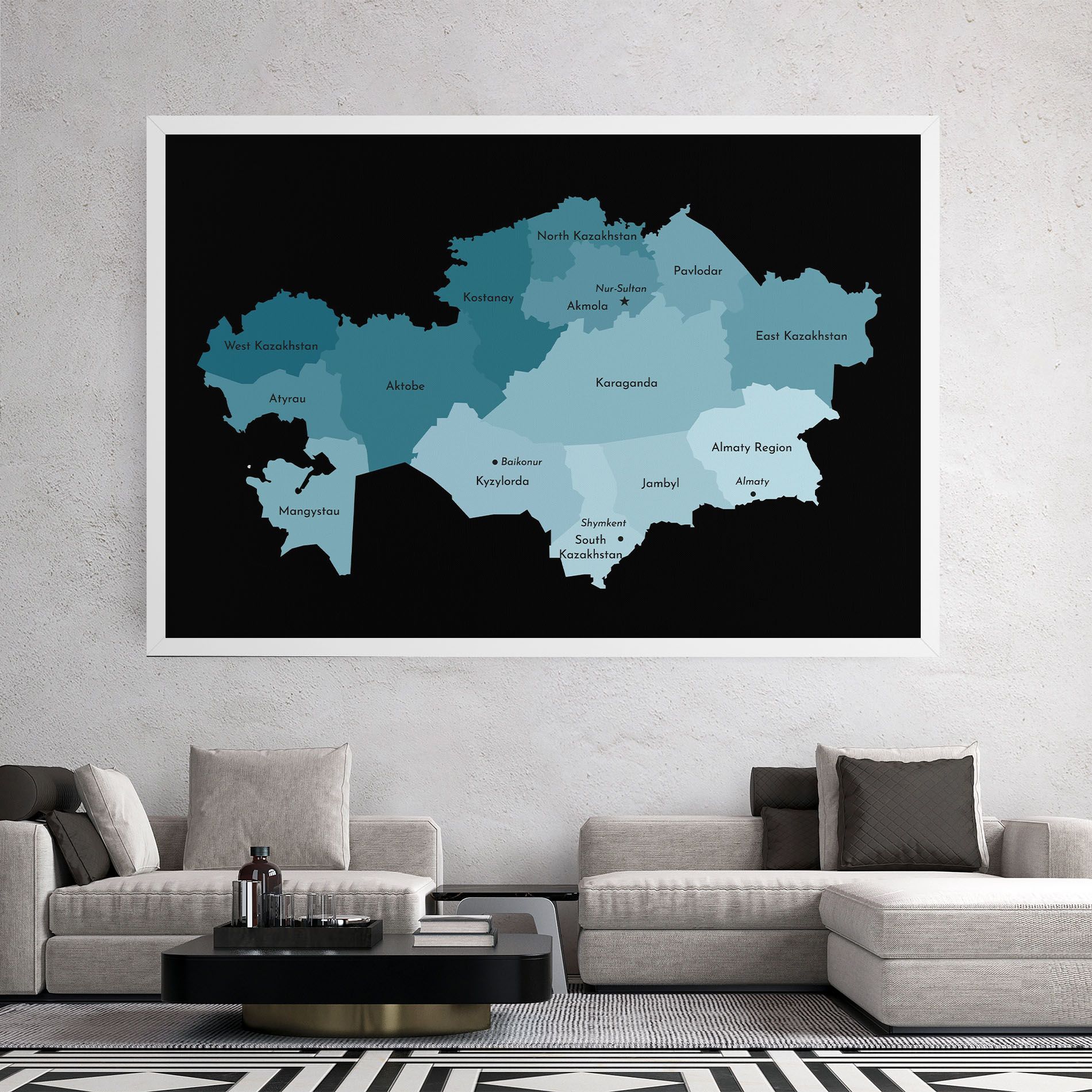 Kazahstan Blue Map mockup 2