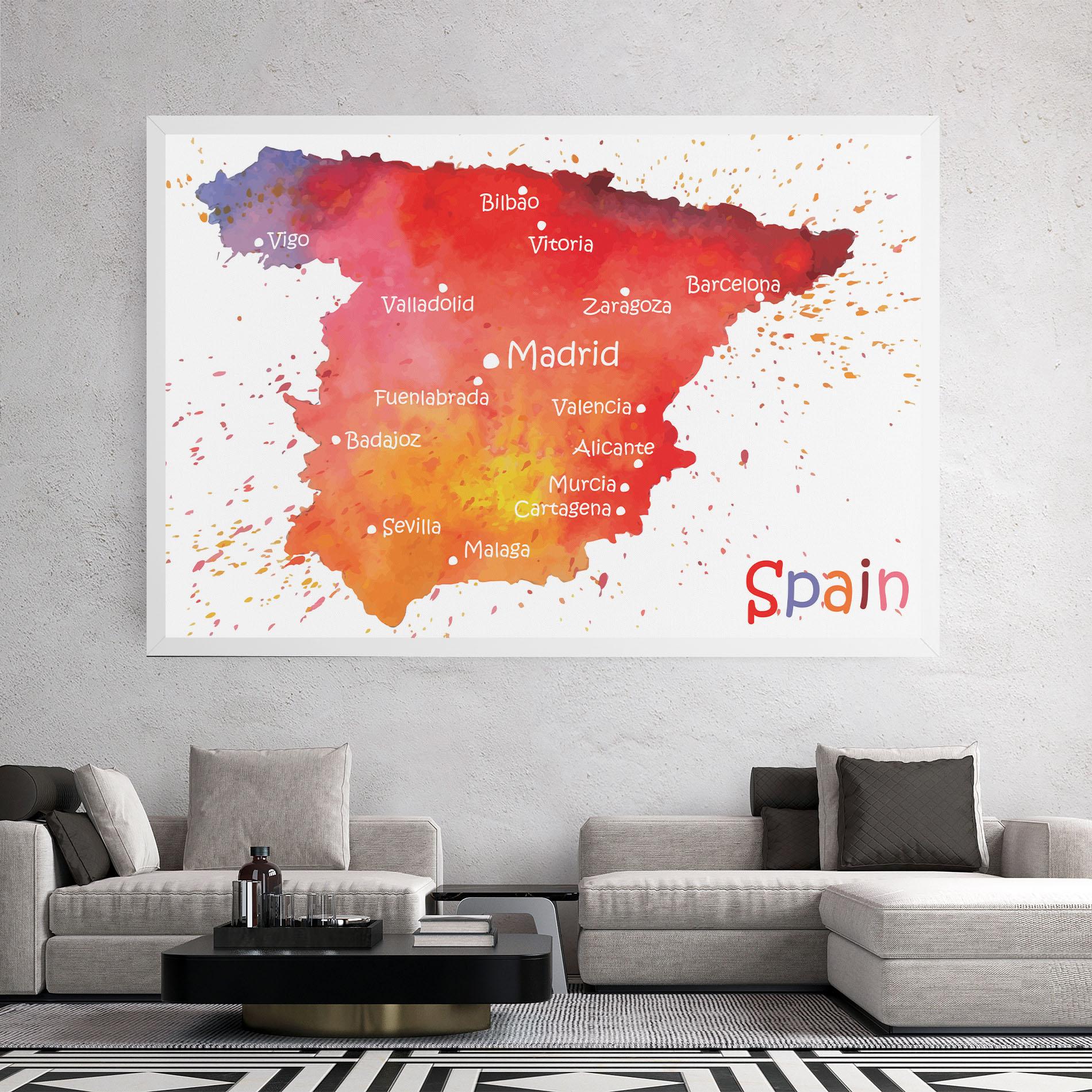 Leinwandbild Spain Map mockup 2