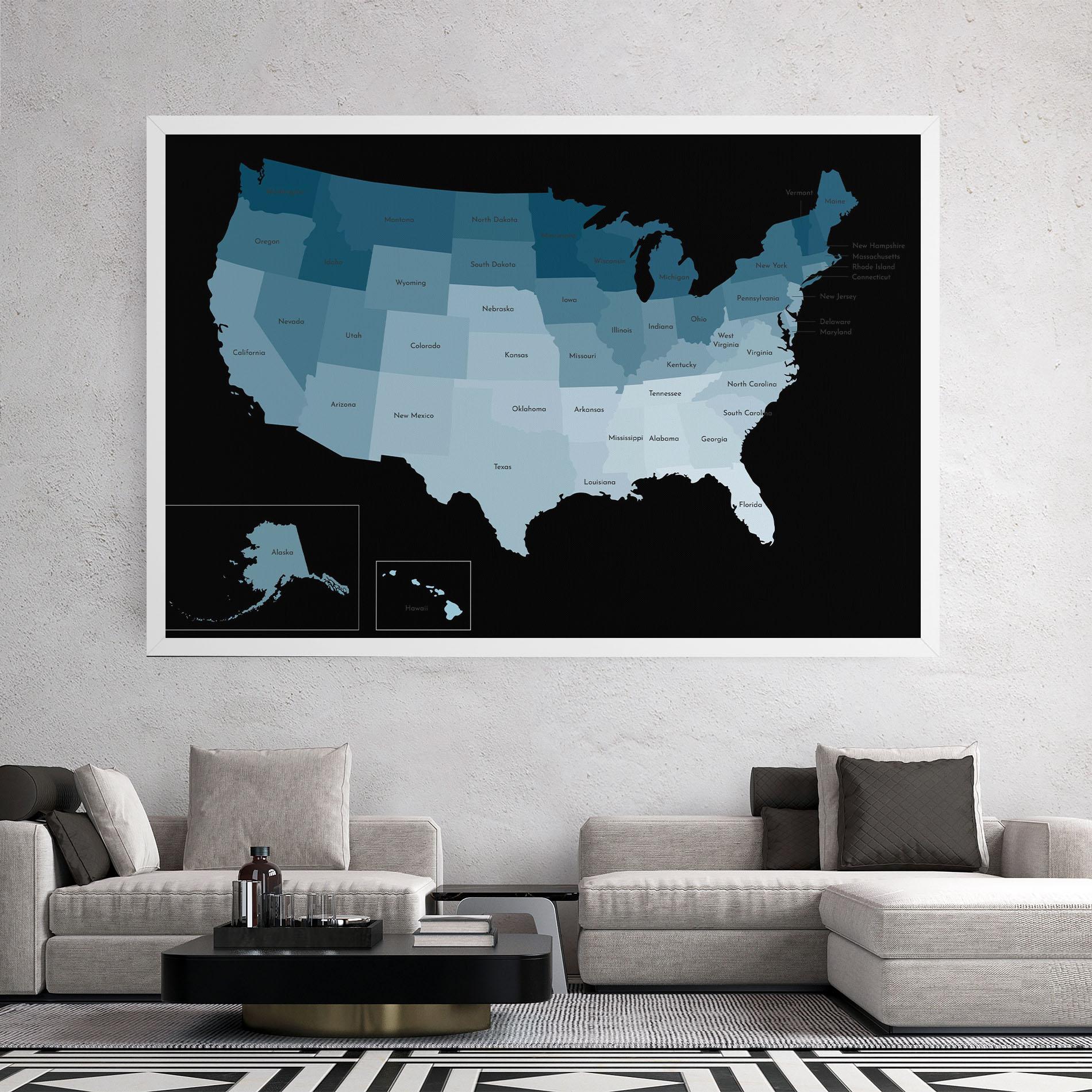 Leinwandbild Sua Blue Map mockup 2