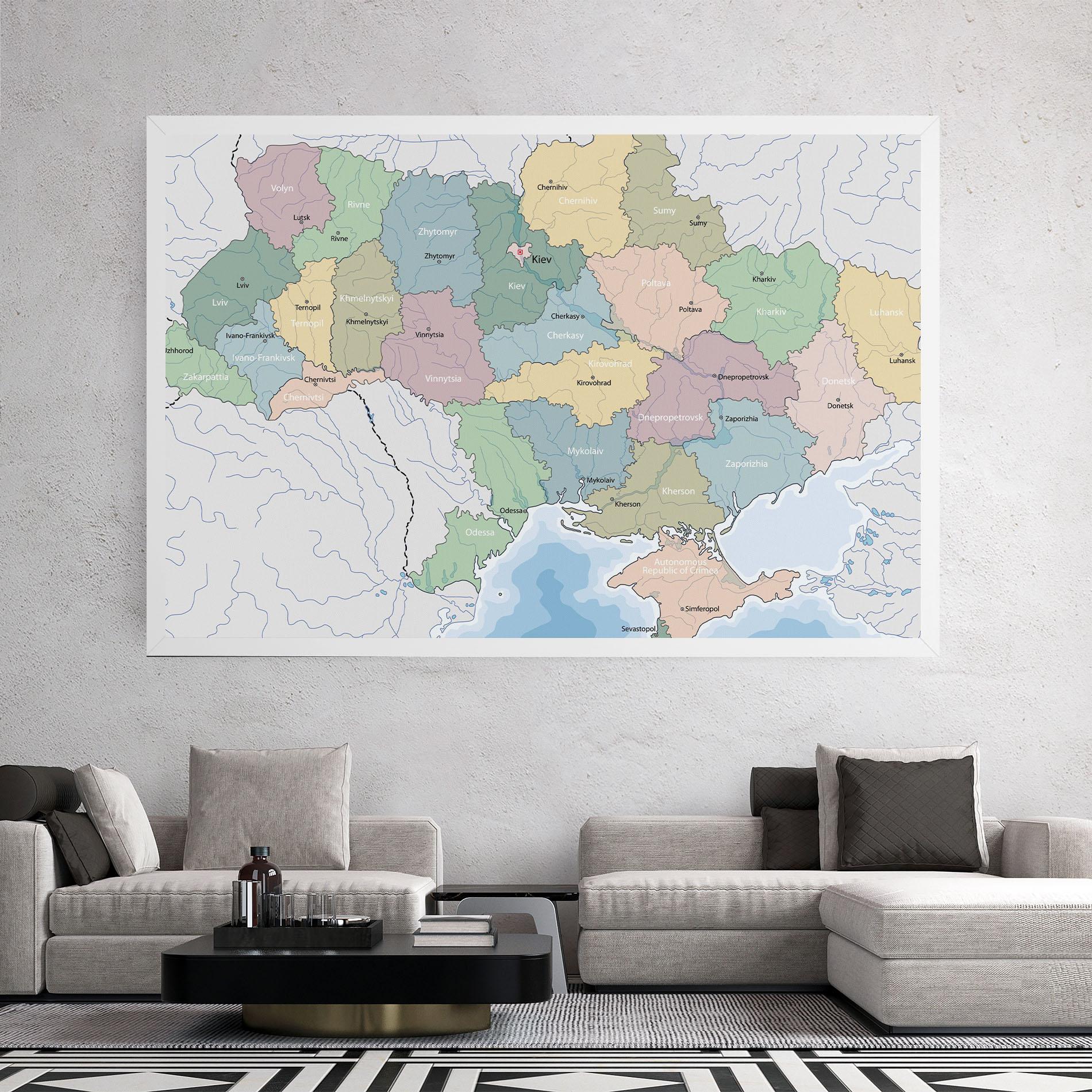Leinwandbild Ukraine Map mockup 2