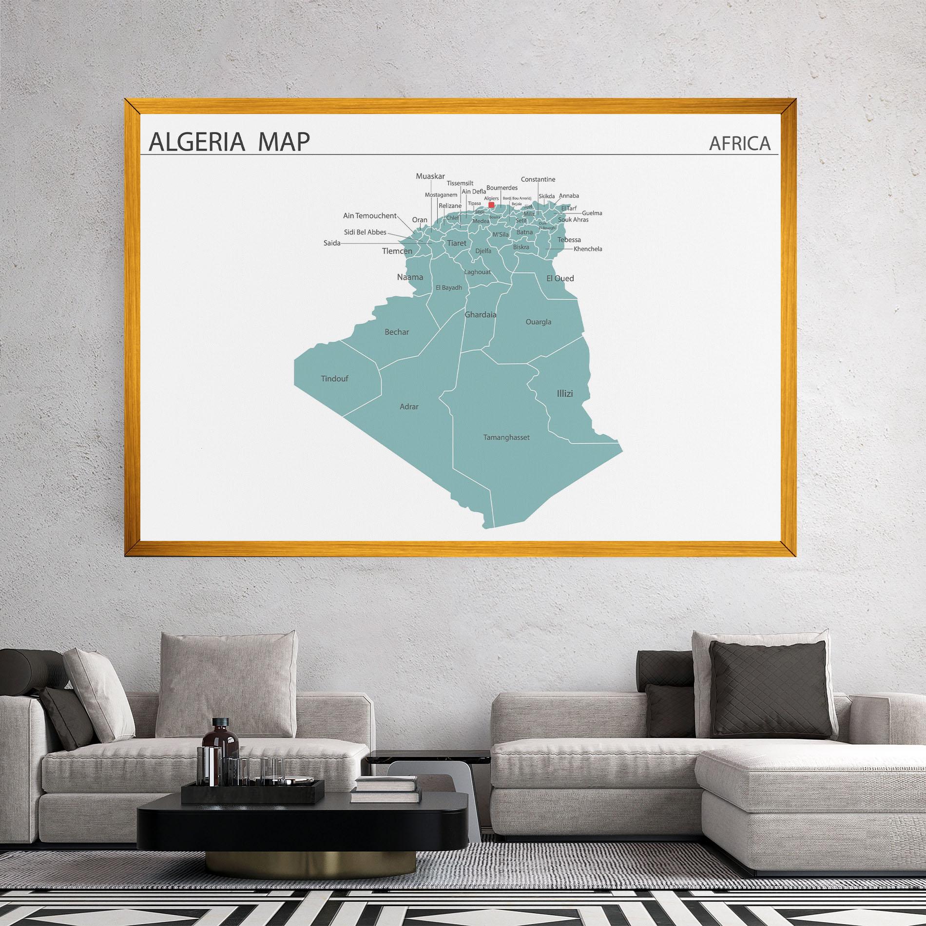 Leinwandbild Algeria Map mockup 2