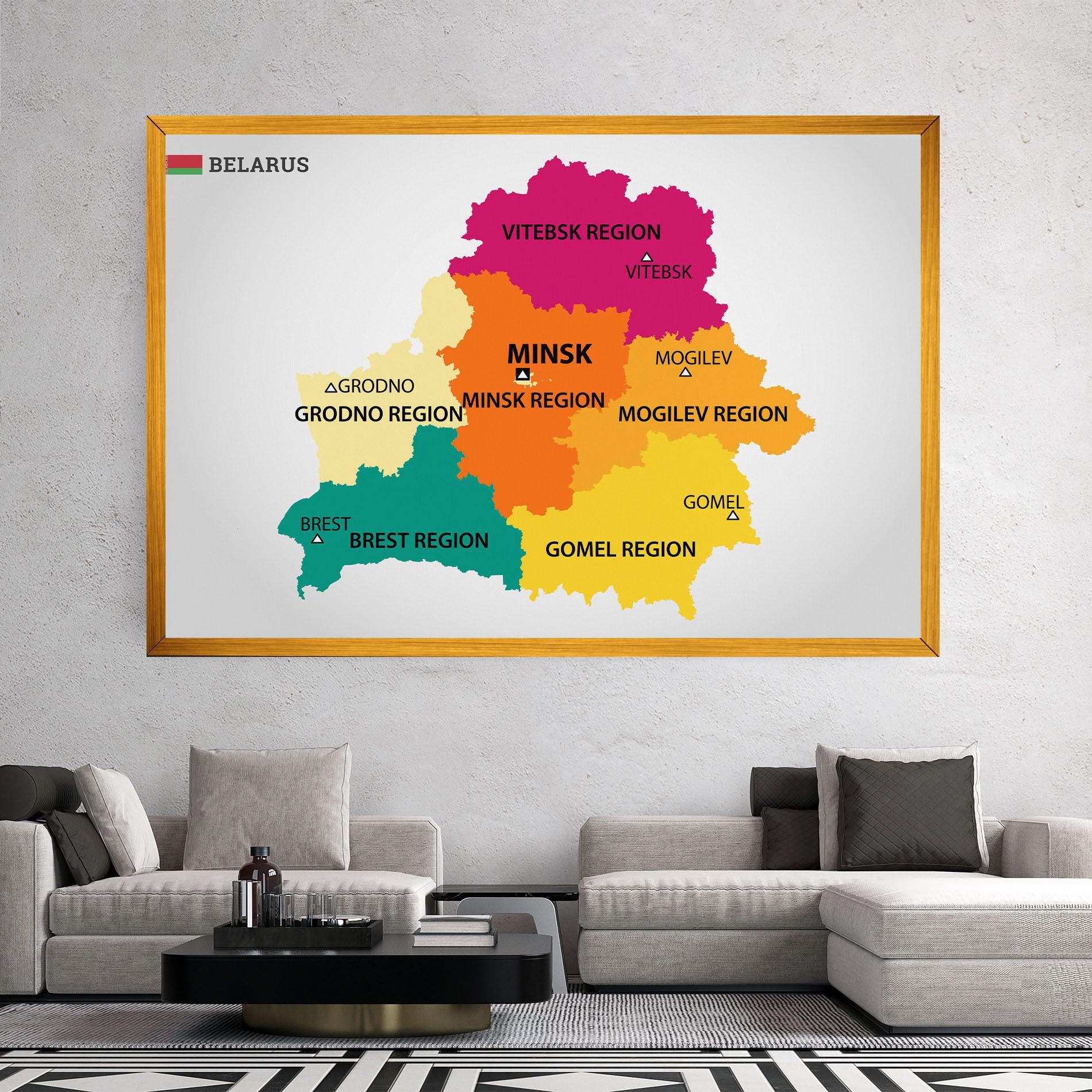 Leinwandbild Belarus Color Map mockup 2
