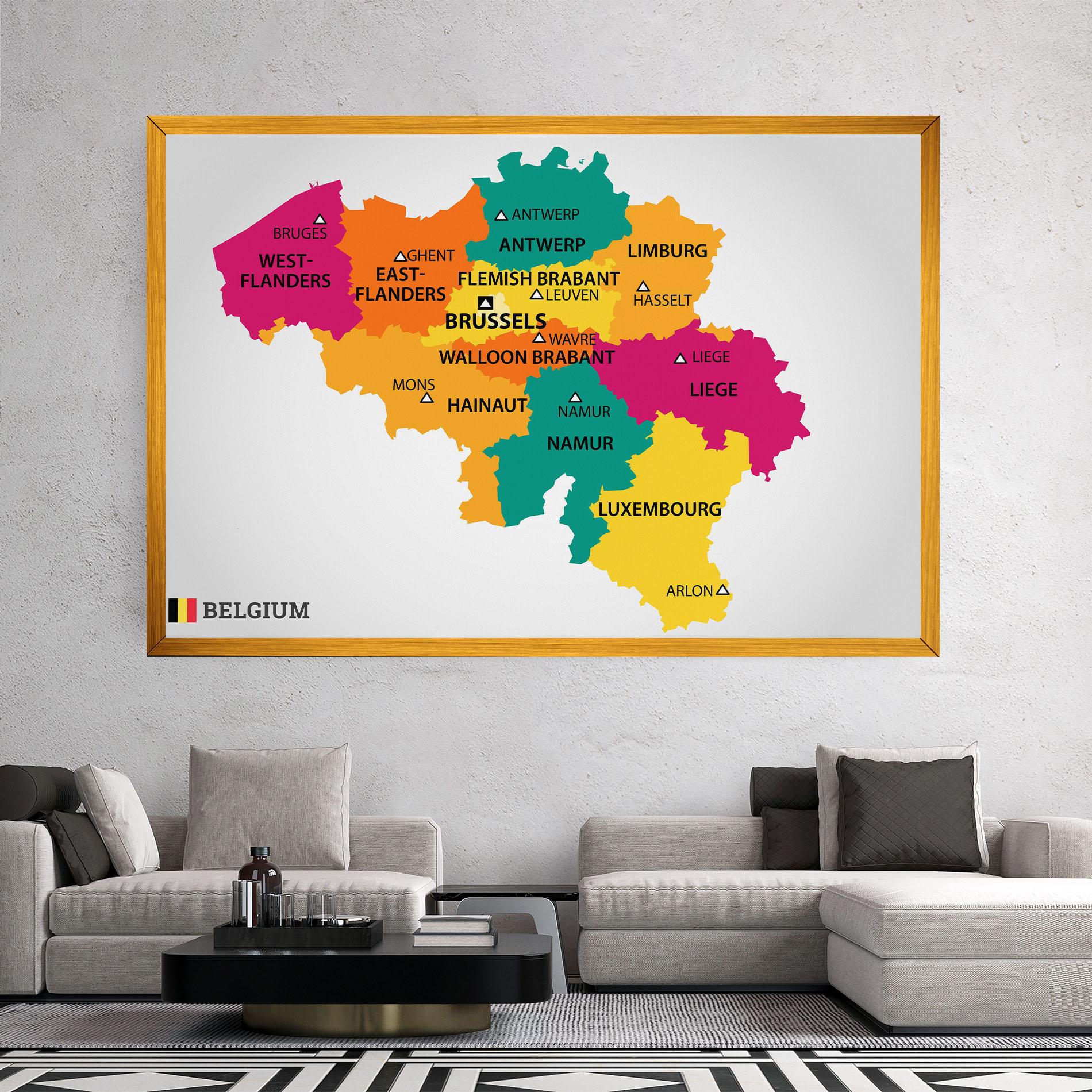 Leinwandbild Belgium Color Map mockup 2