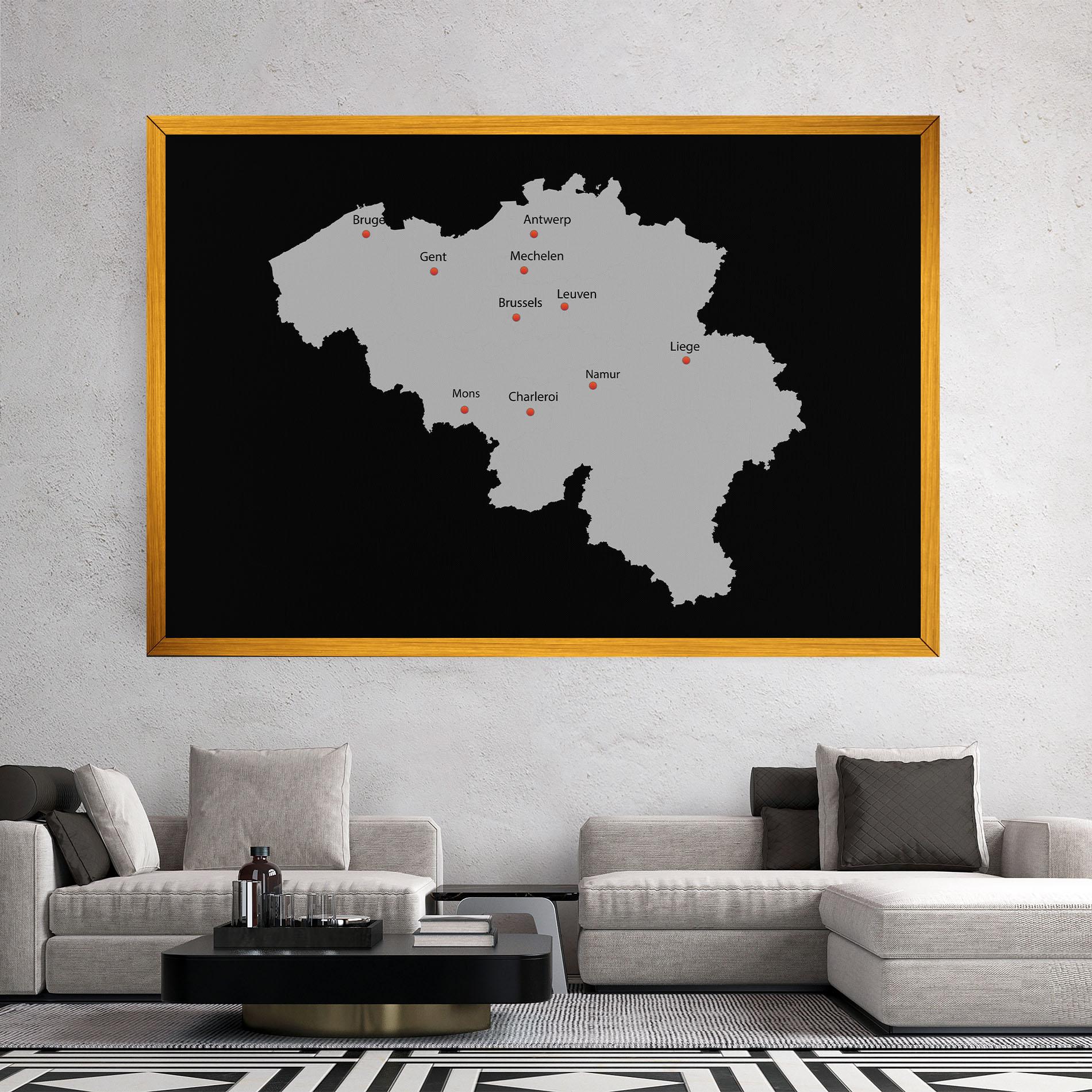 Leinwandbild Belgium Map mockup 2