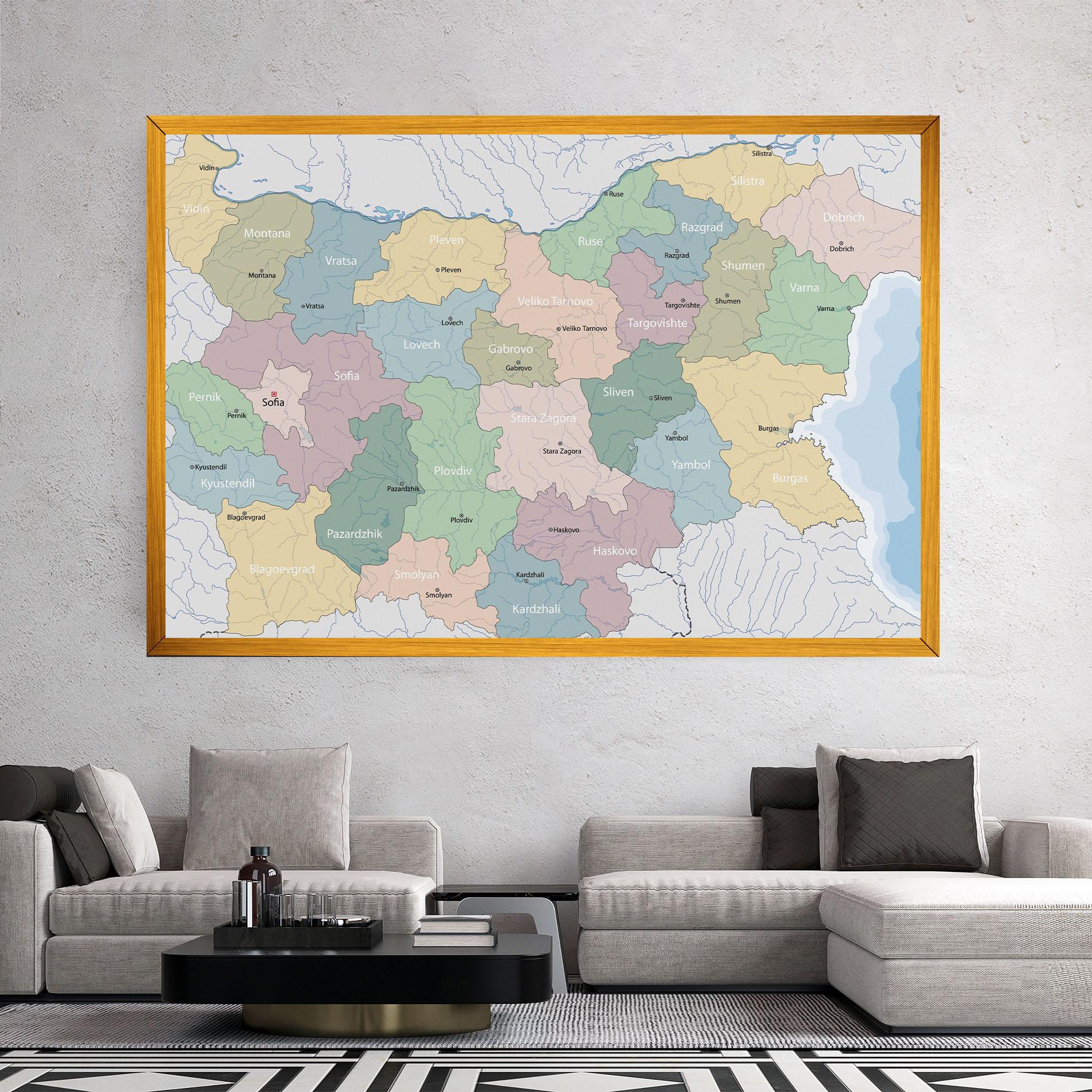 Leinwandbild Bulgaria Map mockup 2