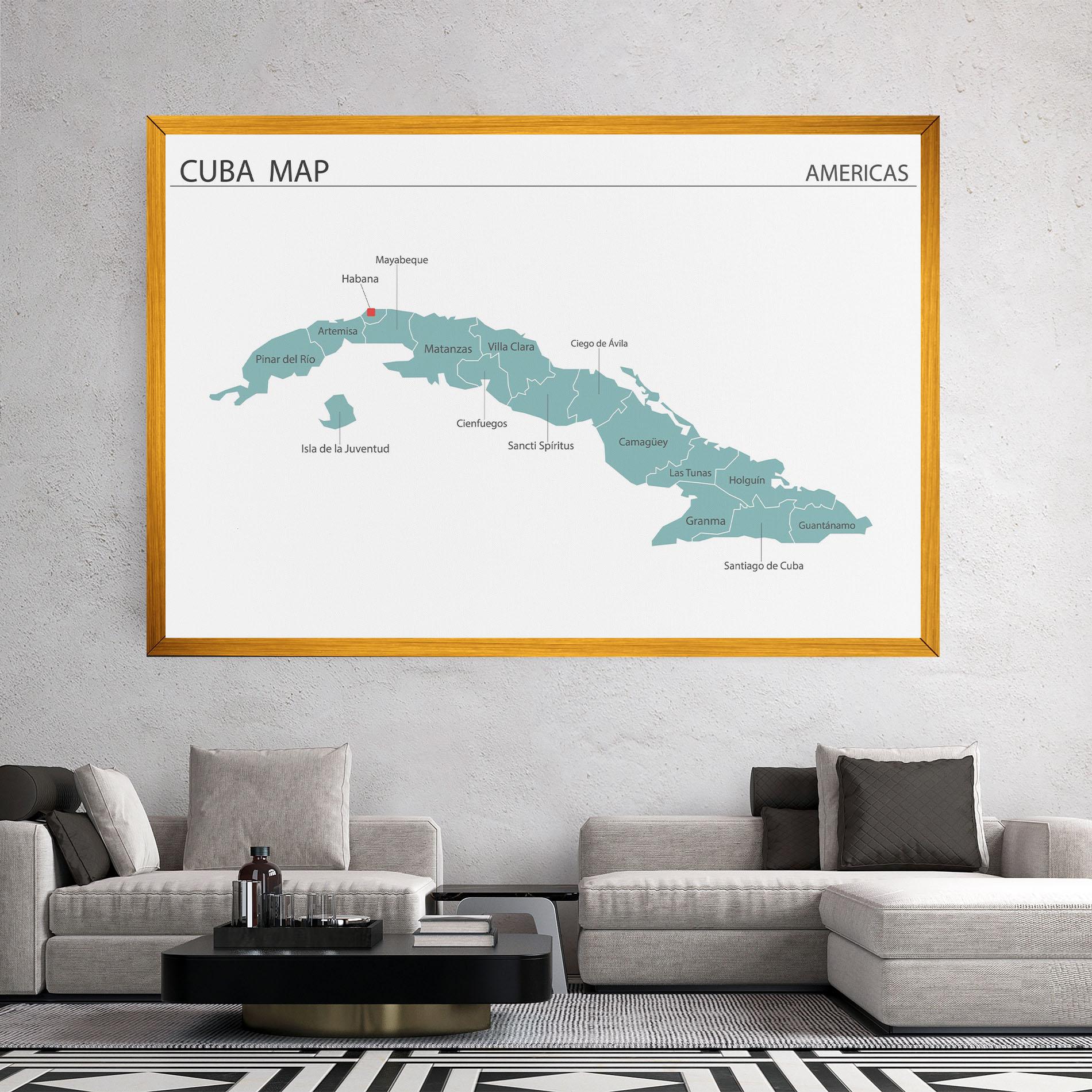 Leinwandbild Cuba Map mockup 2