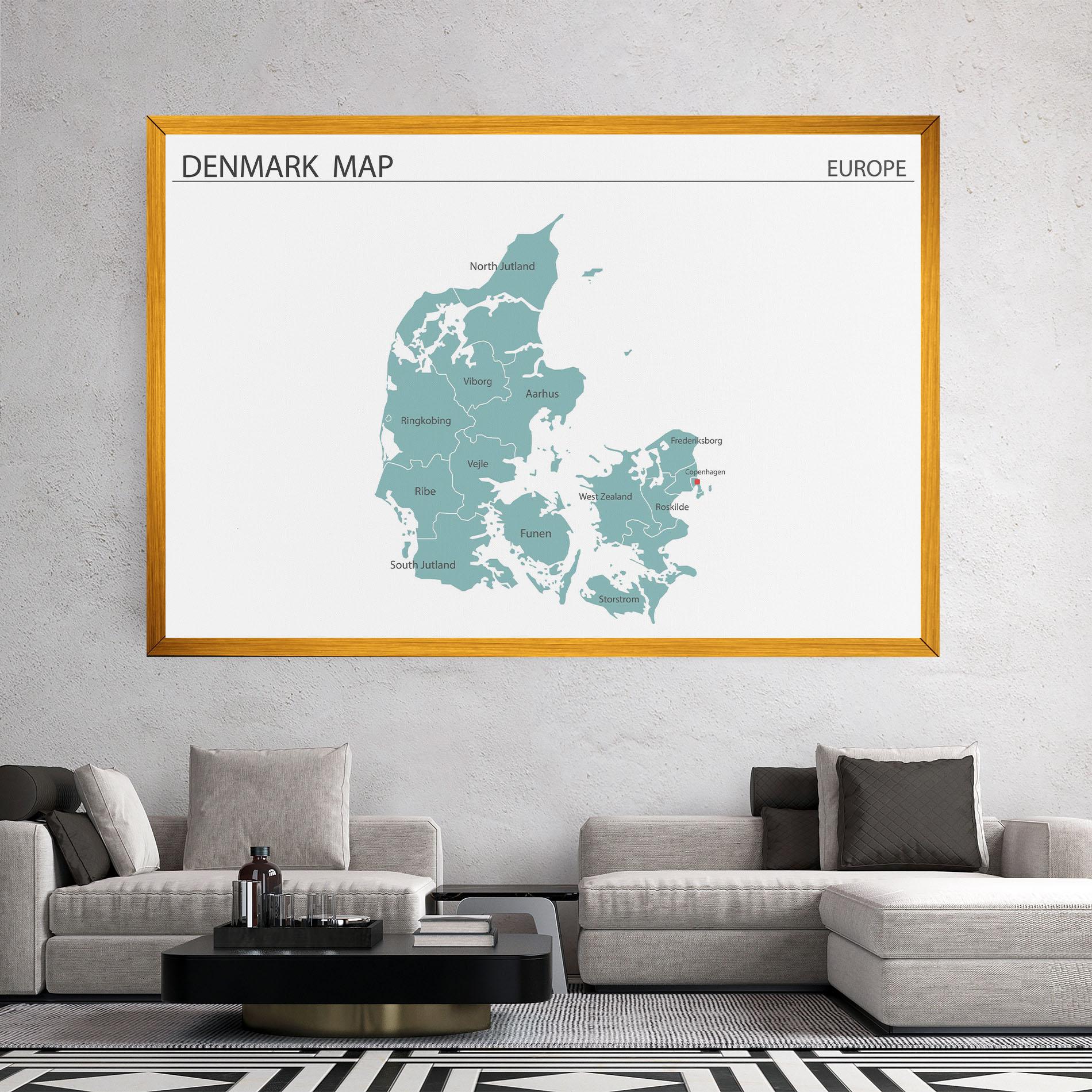 Leinwandbild Denmark Map mockup 2