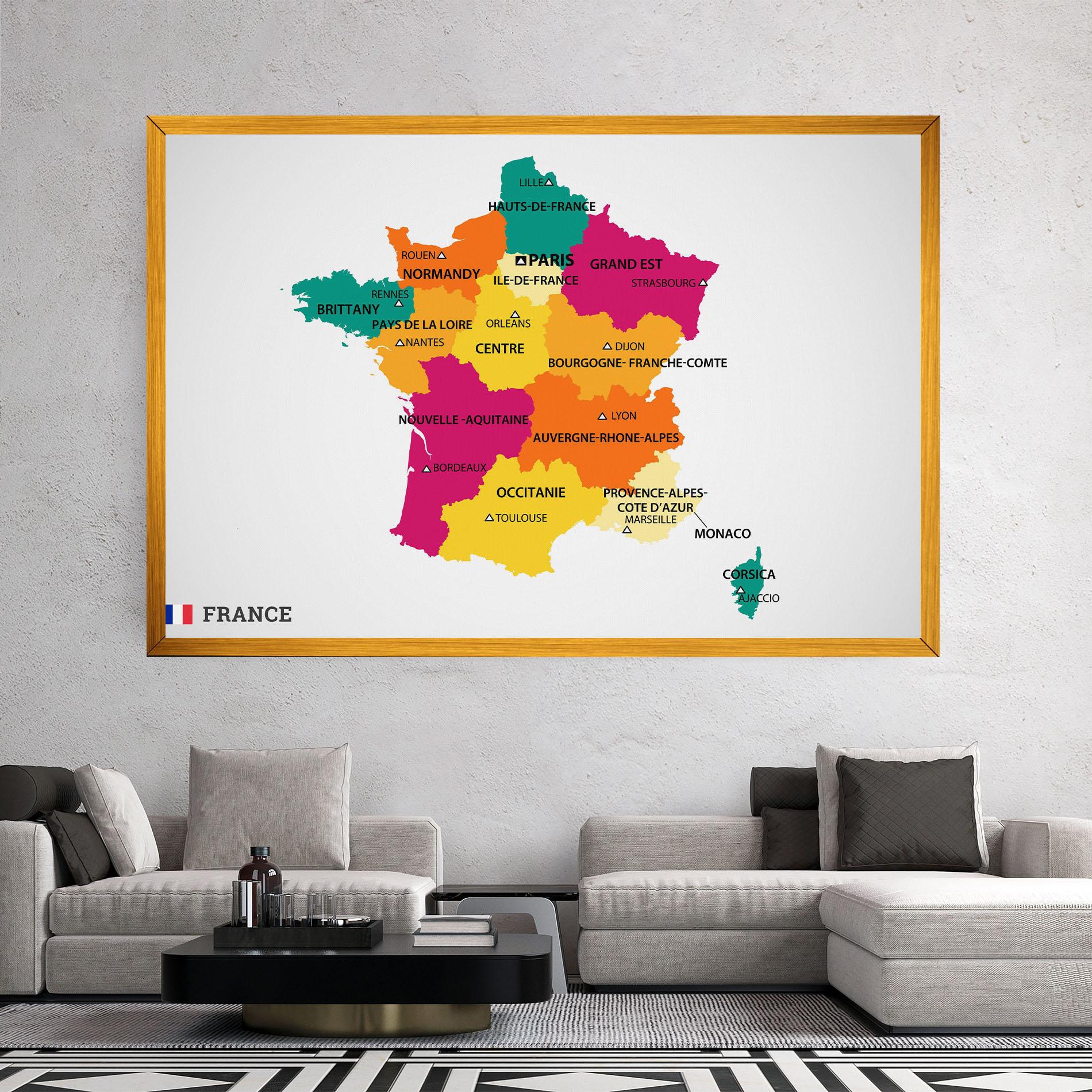 Leinwandbild France Color Map mockup 2