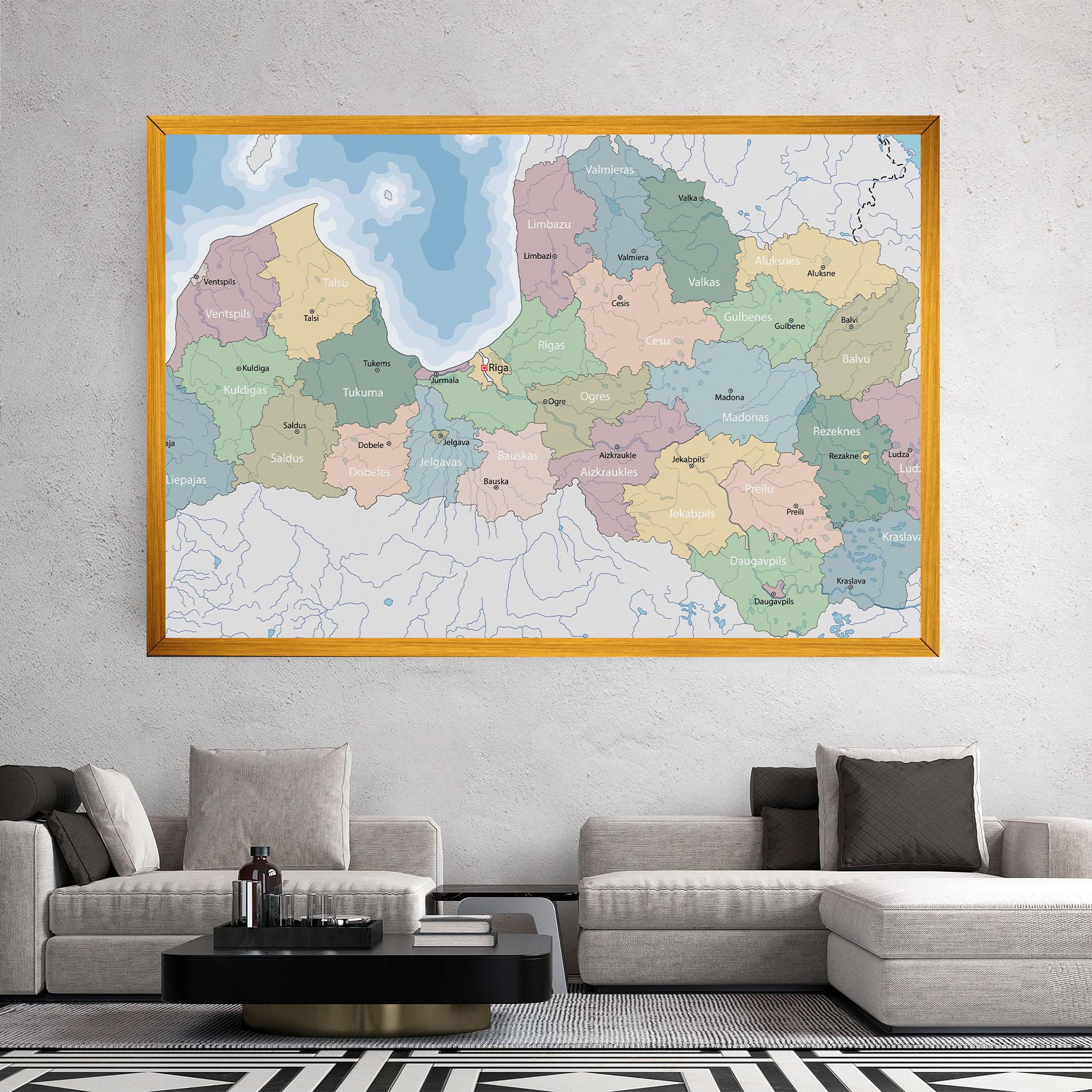 Leinwandbild Latvia Color Map mockup 2