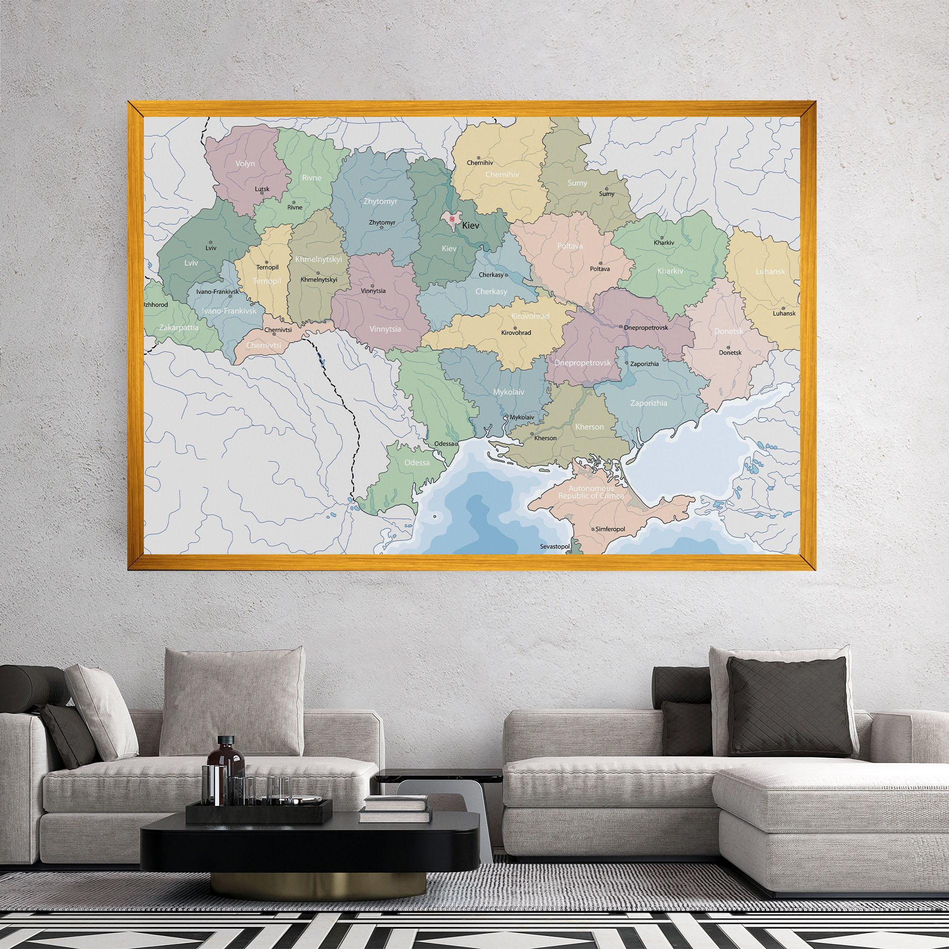 Leinwandbild Ukraine Map mockup 2