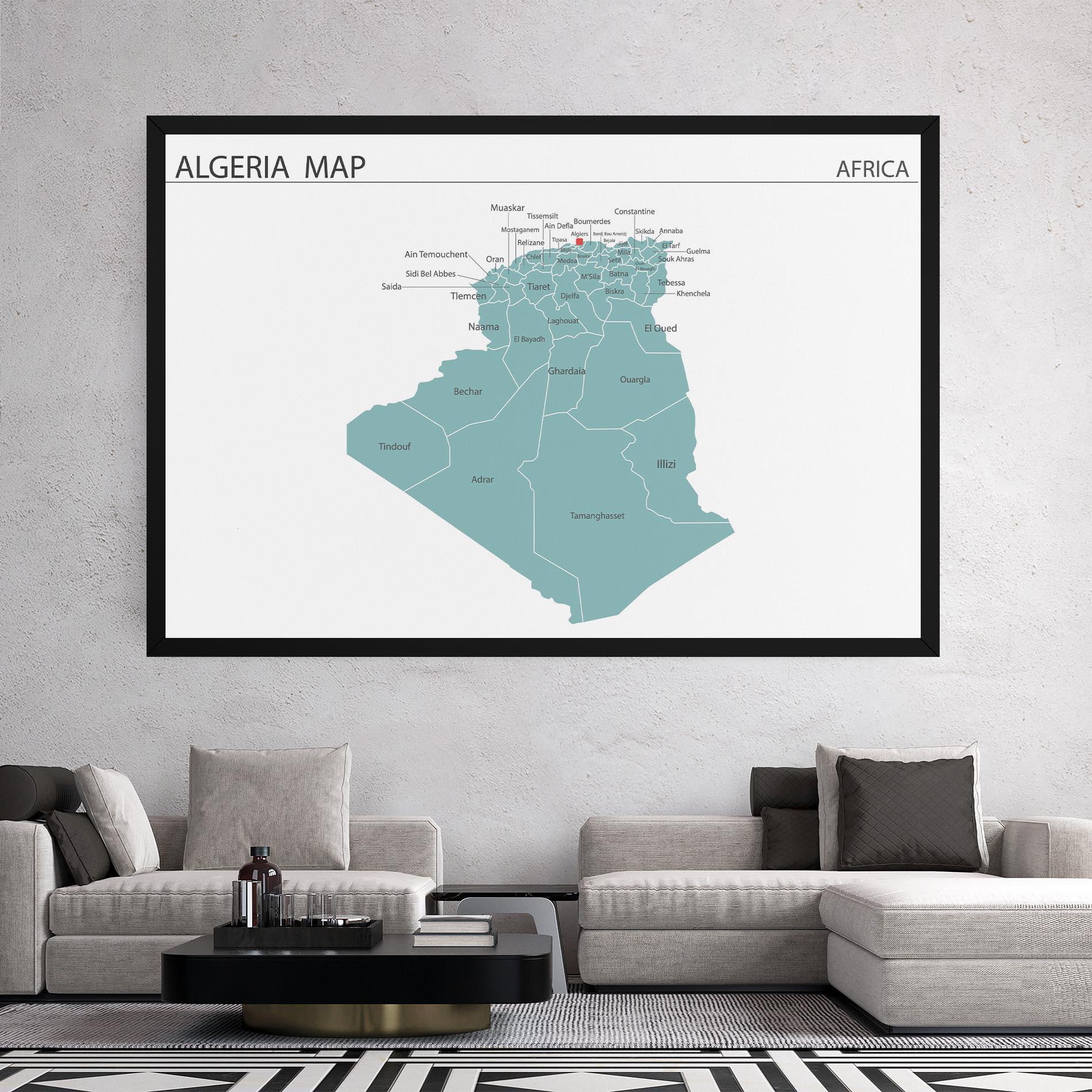 Leinwandbild Algeria Map mockup 2
