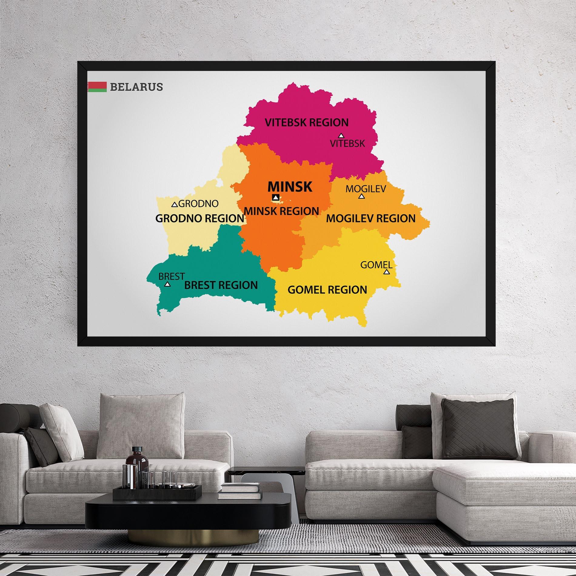 Leinwandbild Belarus Color Map mockup 2