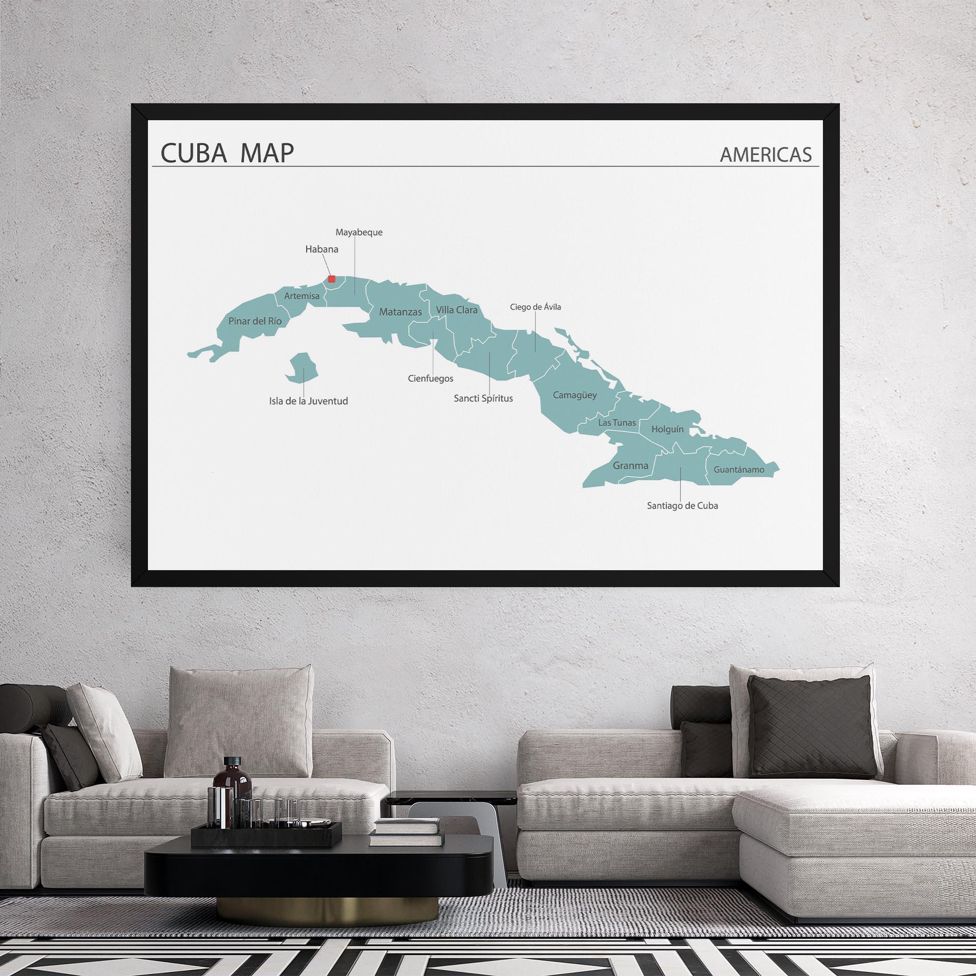 Leinwandbild Cuba Map mockup 2