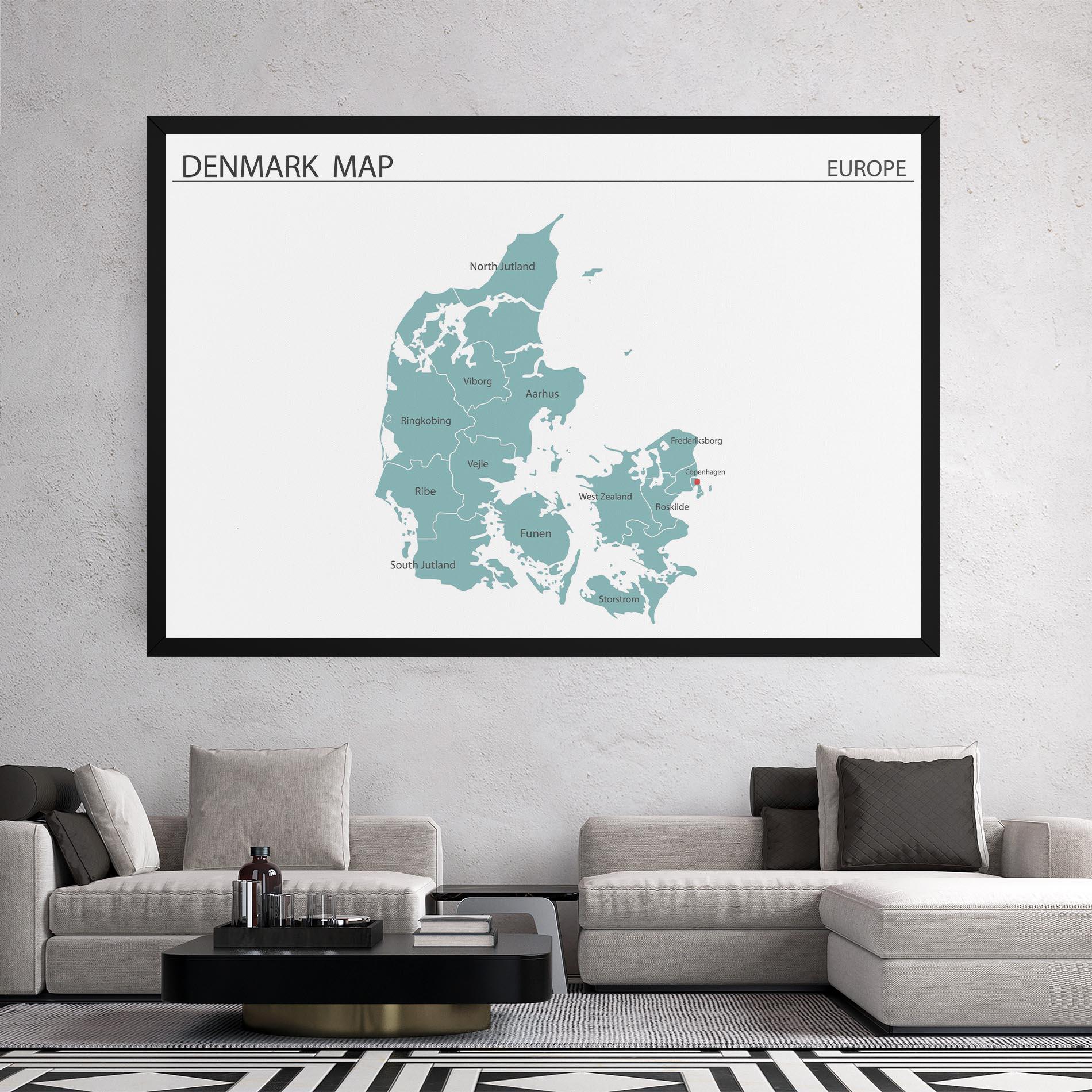 Leinwandbild Denmark Map mockup 2