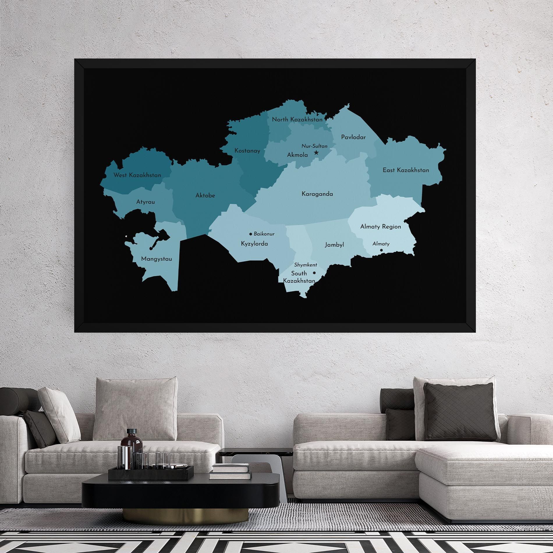 Kazahstan Blue Map mockup 2