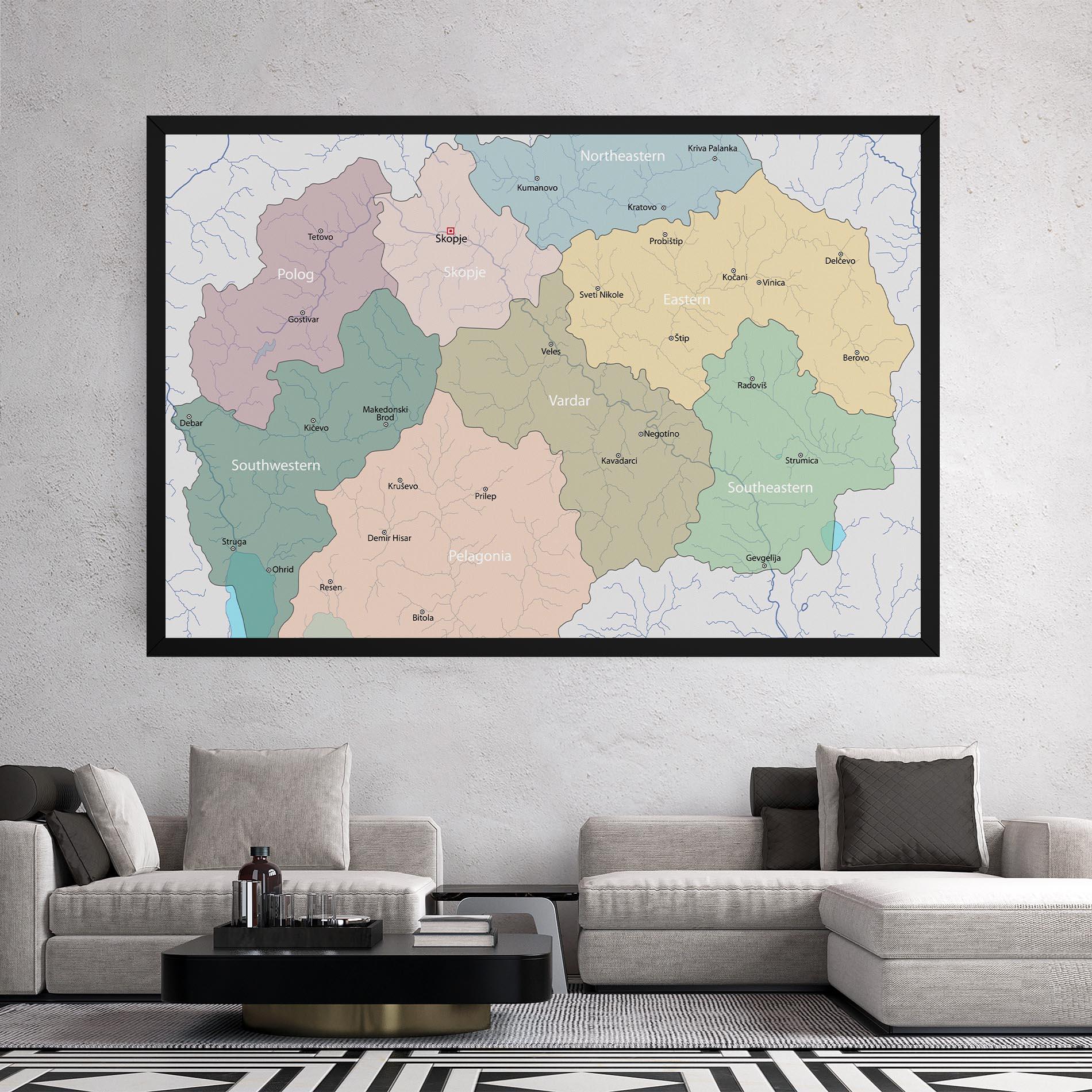 Leinwandbild North Macedonia Map mockup 2