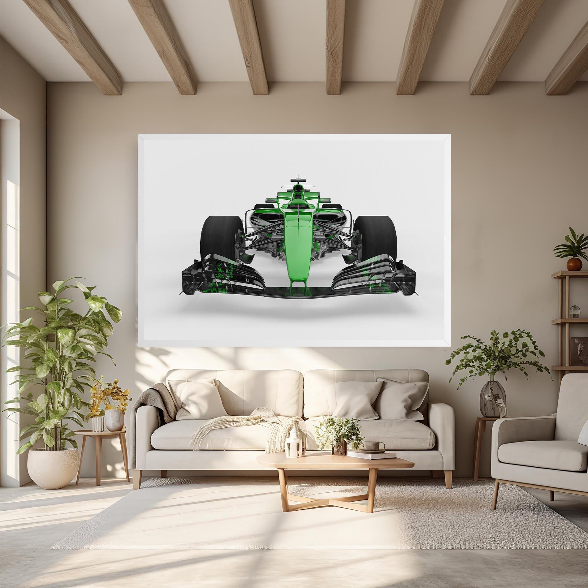 Leinwandbild Green F1 Car mockup 6