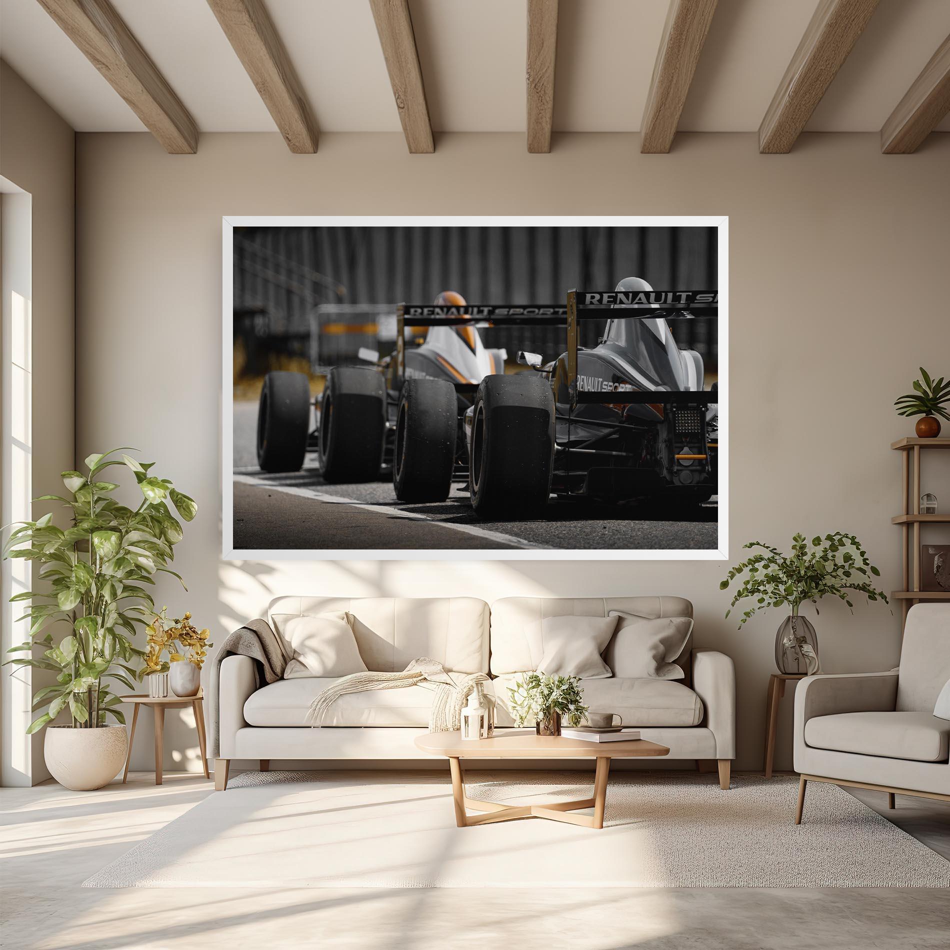 Leinwandbild Grey F1 Cars mockup 6