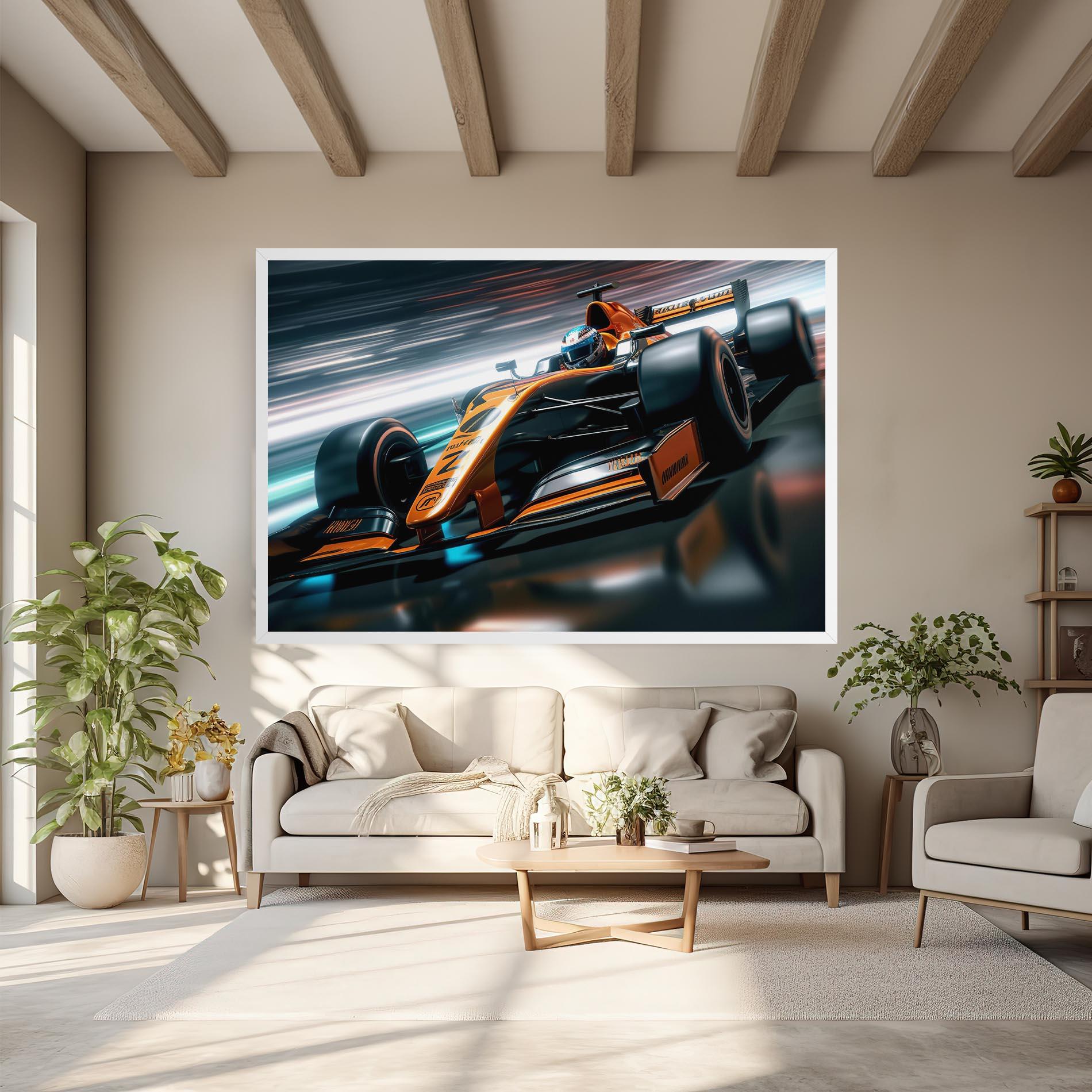 Leinwandbild Orange F1 Car mockup 6
