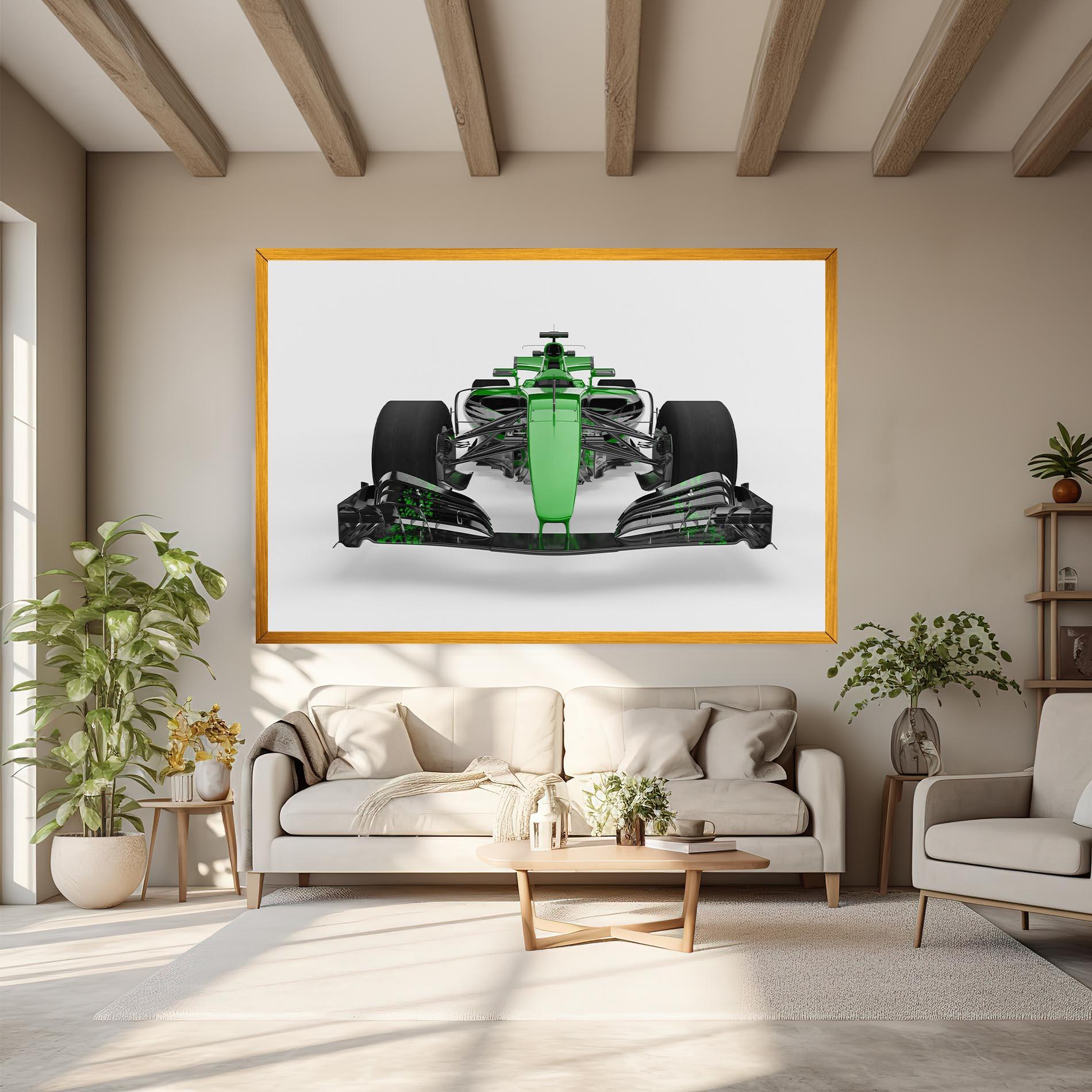 Leinwandbild Green F1 Car mockup 6