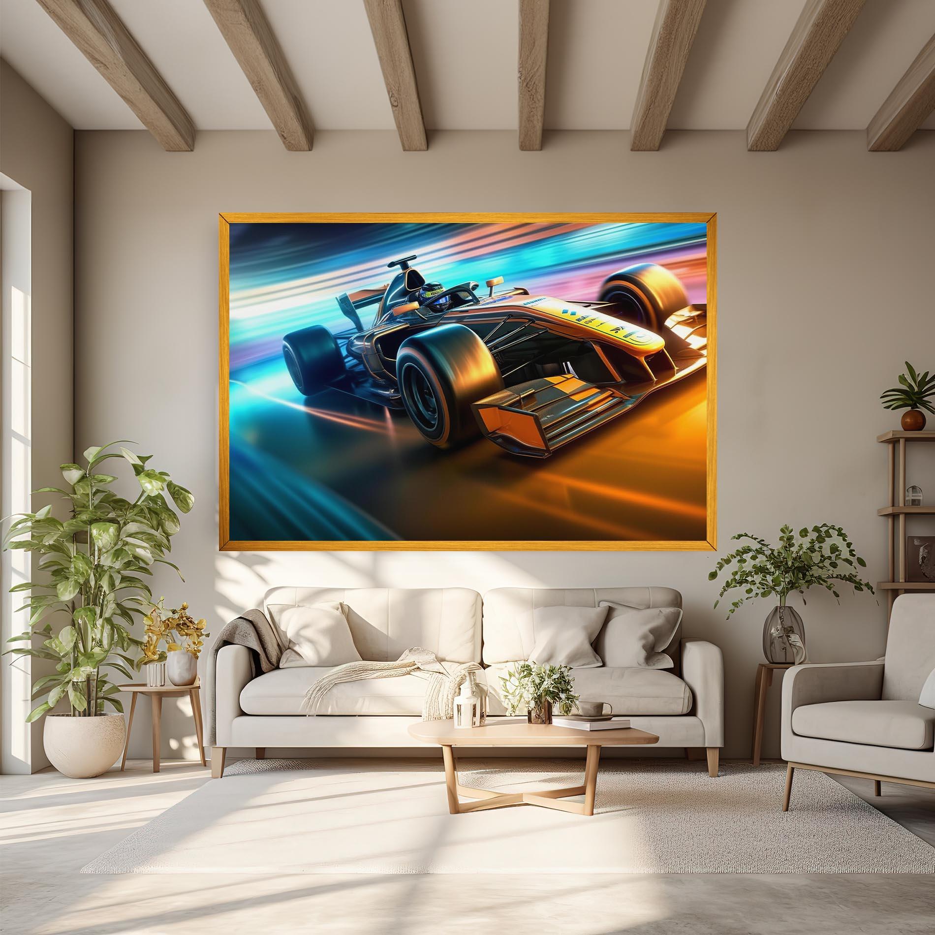 Leinwandbild Yellow Blue F1 mockup 6