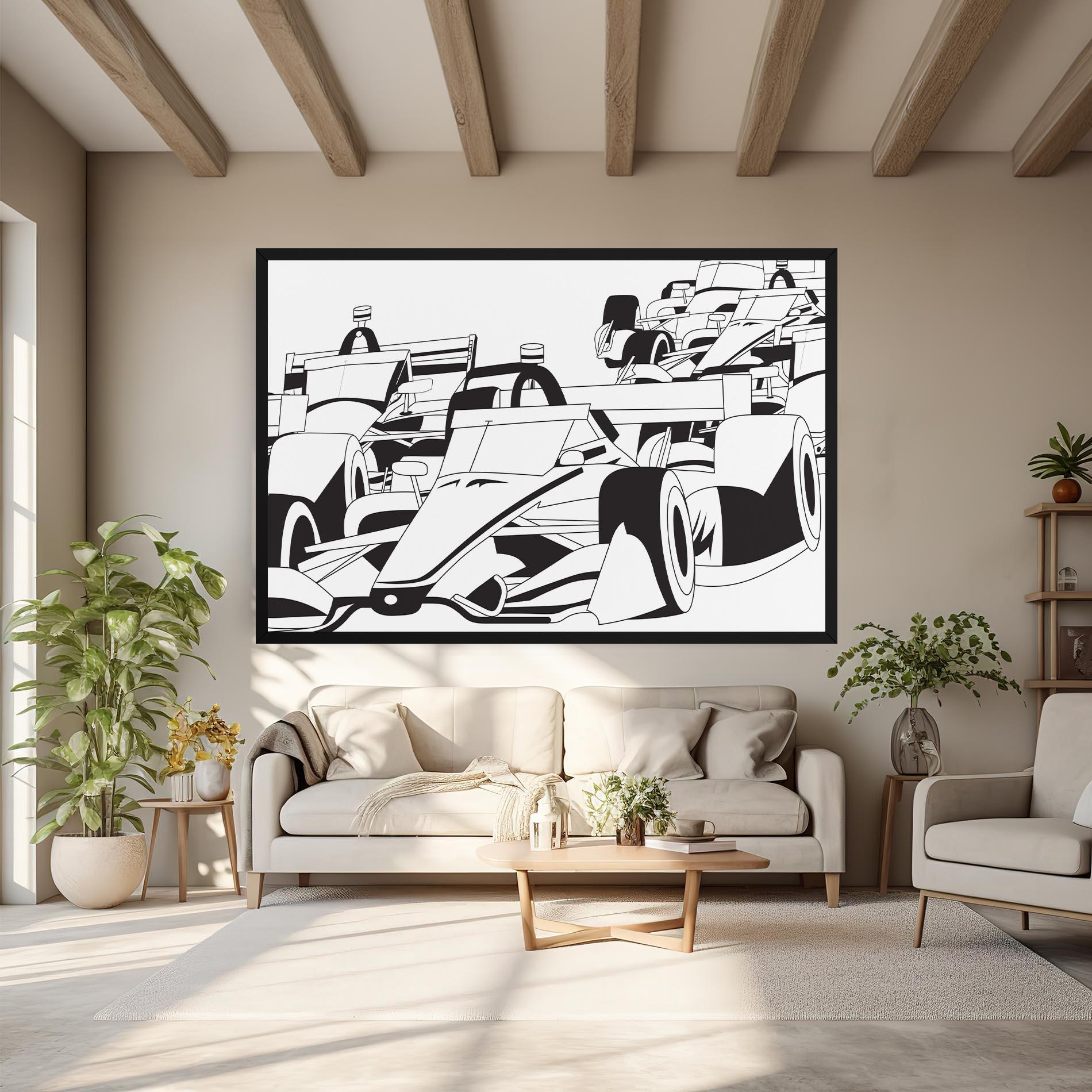 Leinwandbild Grand Prix Cars mockup 6