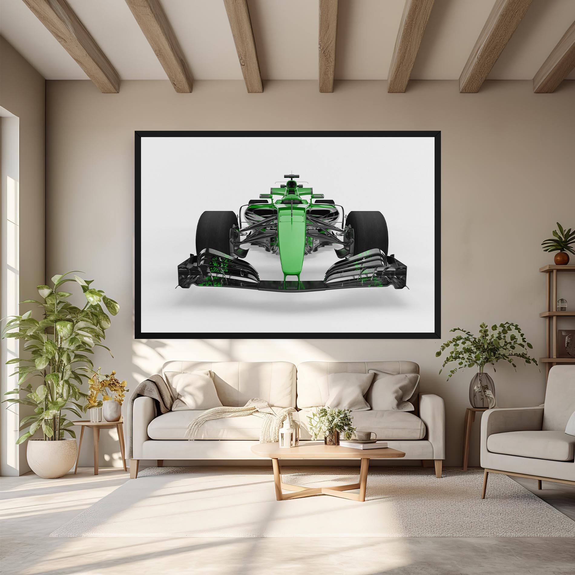 Leinwandbild Green F1 Car mockup 6