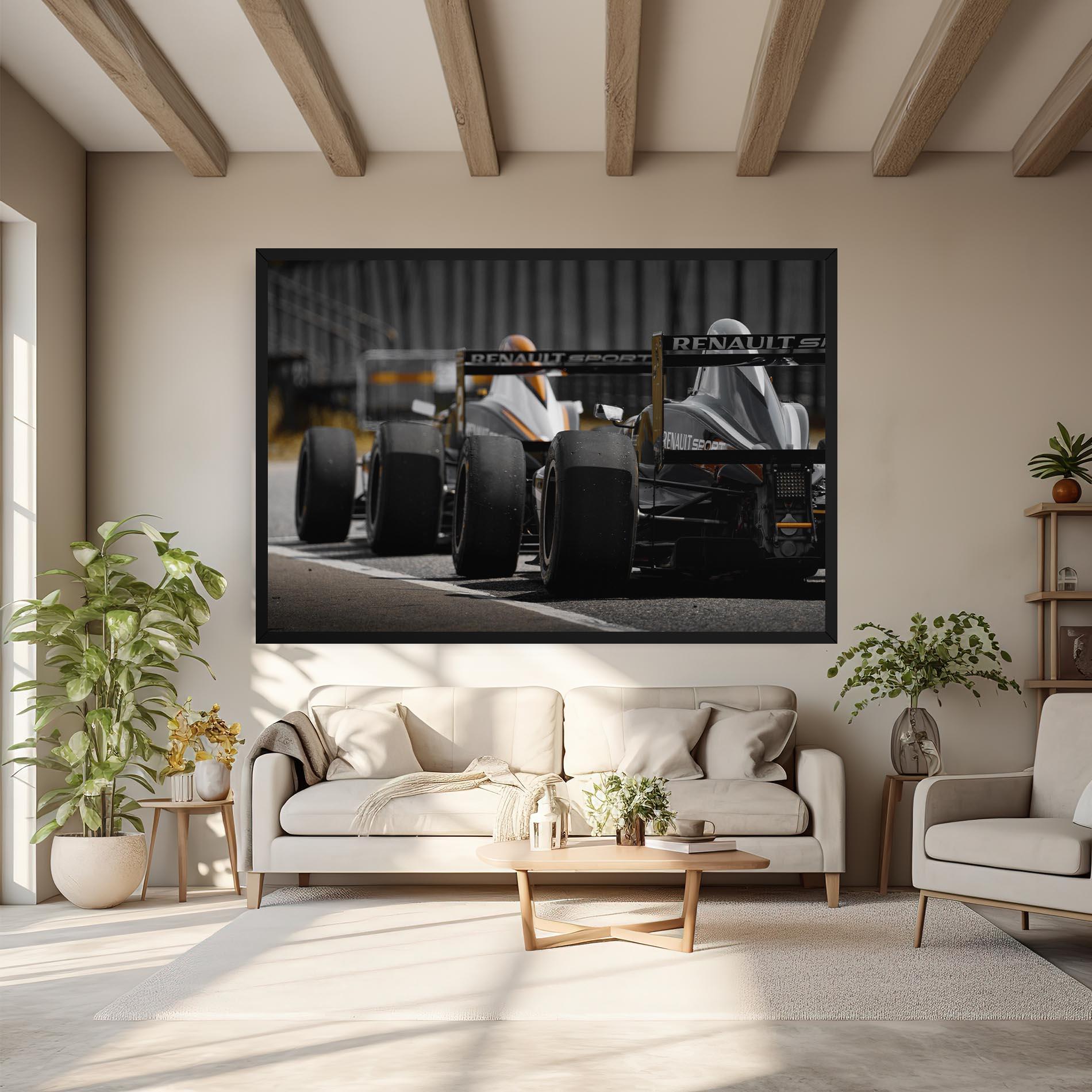 Leinwandbild Grey F1 Cars mockup 6