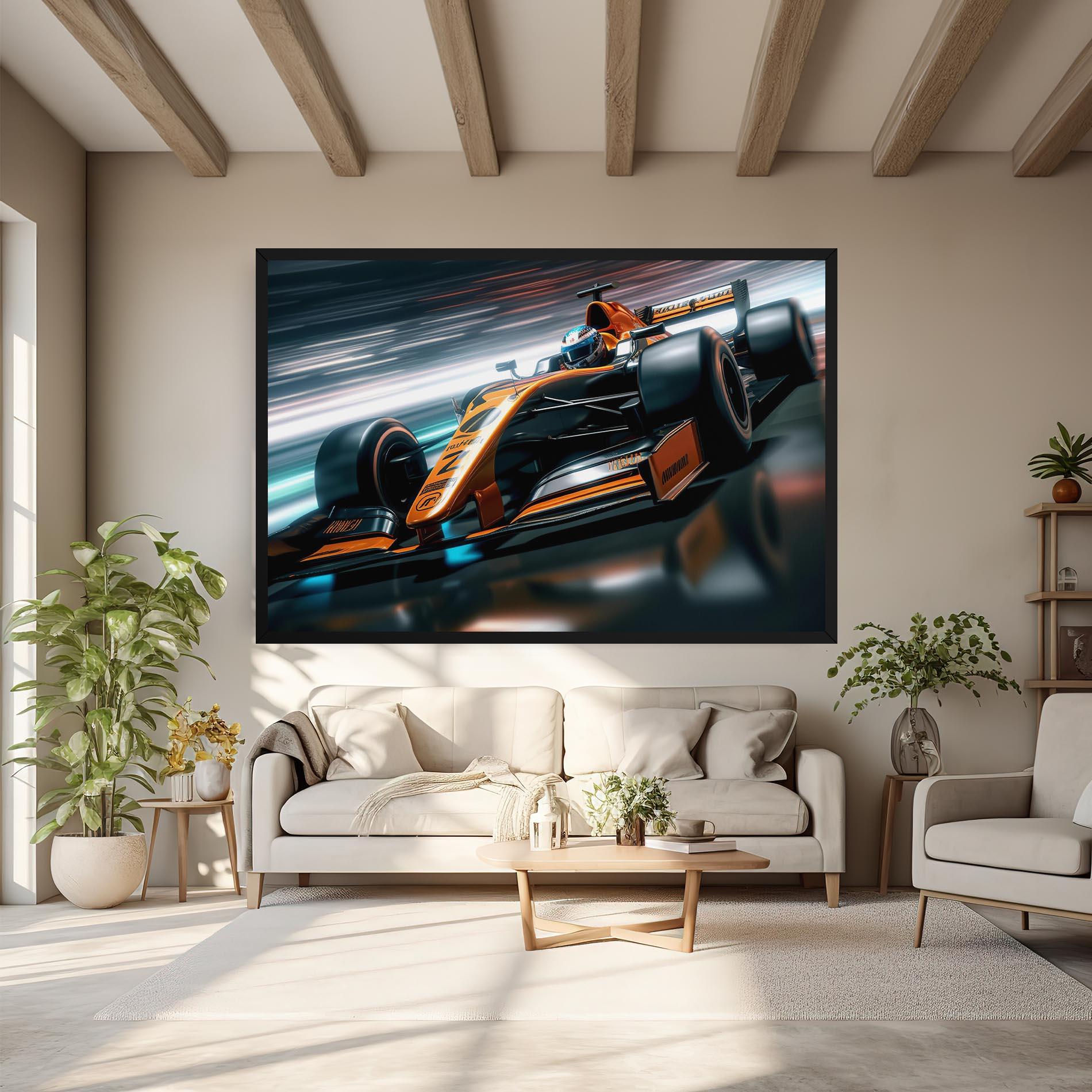 Leinwandbild Orange F1 Car mockup 6
