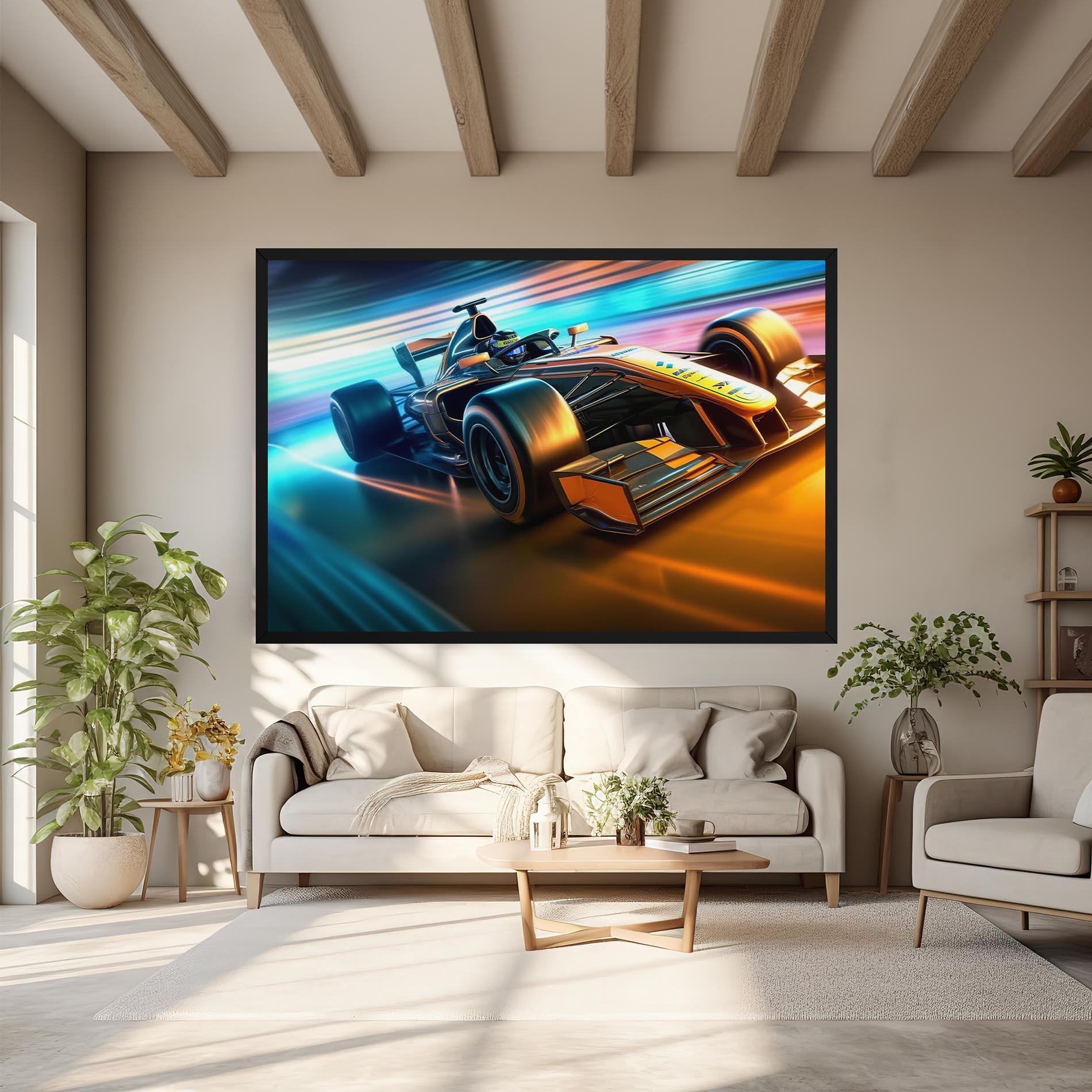 Leinwandbild Yellow Blue F1 mockup 6