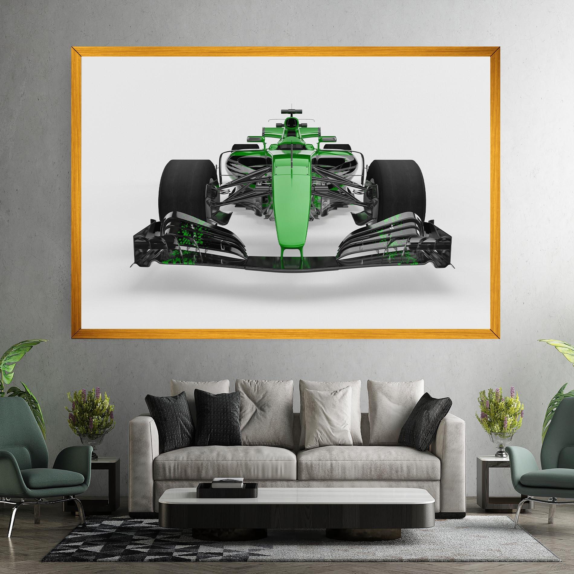 Leinwandbild Green F1 Car mockup 7