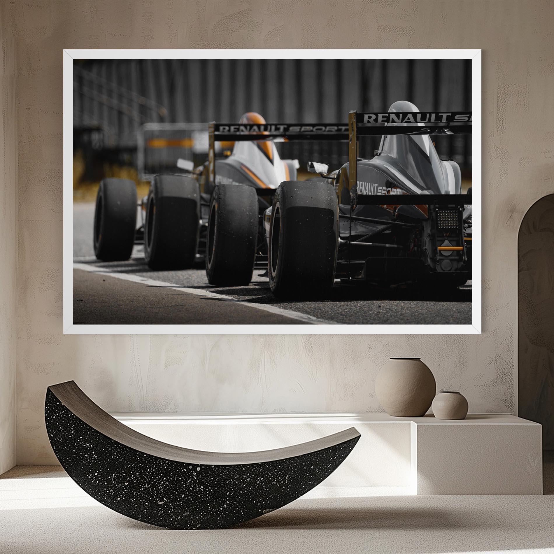 Leinwandbild Grey F1 Cars mockup 8