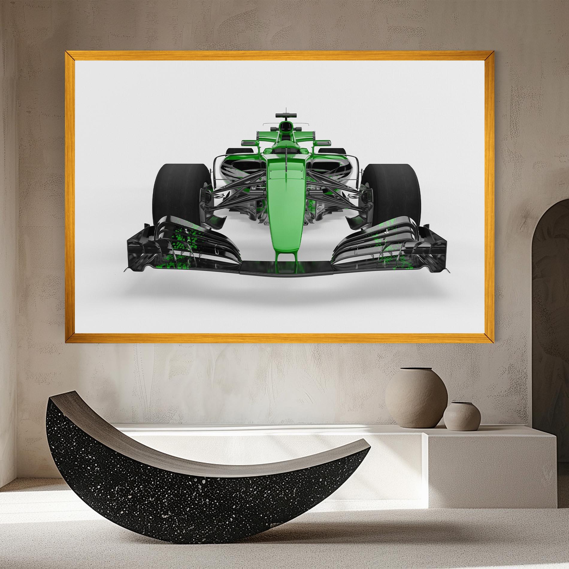 Leinwandbild Green F1 Car mockup 8