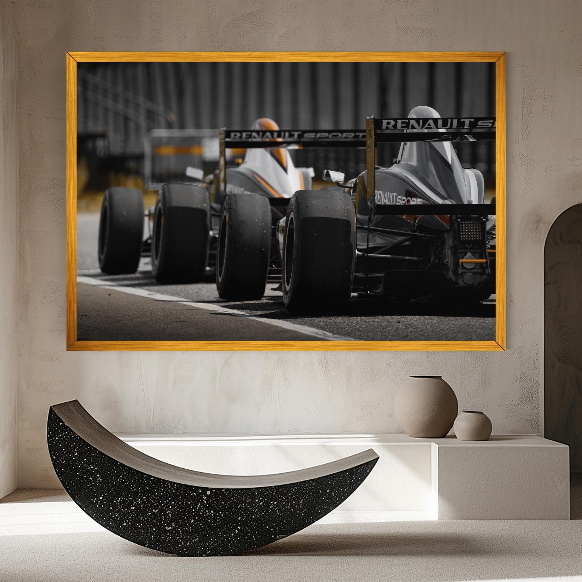 Leinwandbild Grey F1 Cars mockup 8