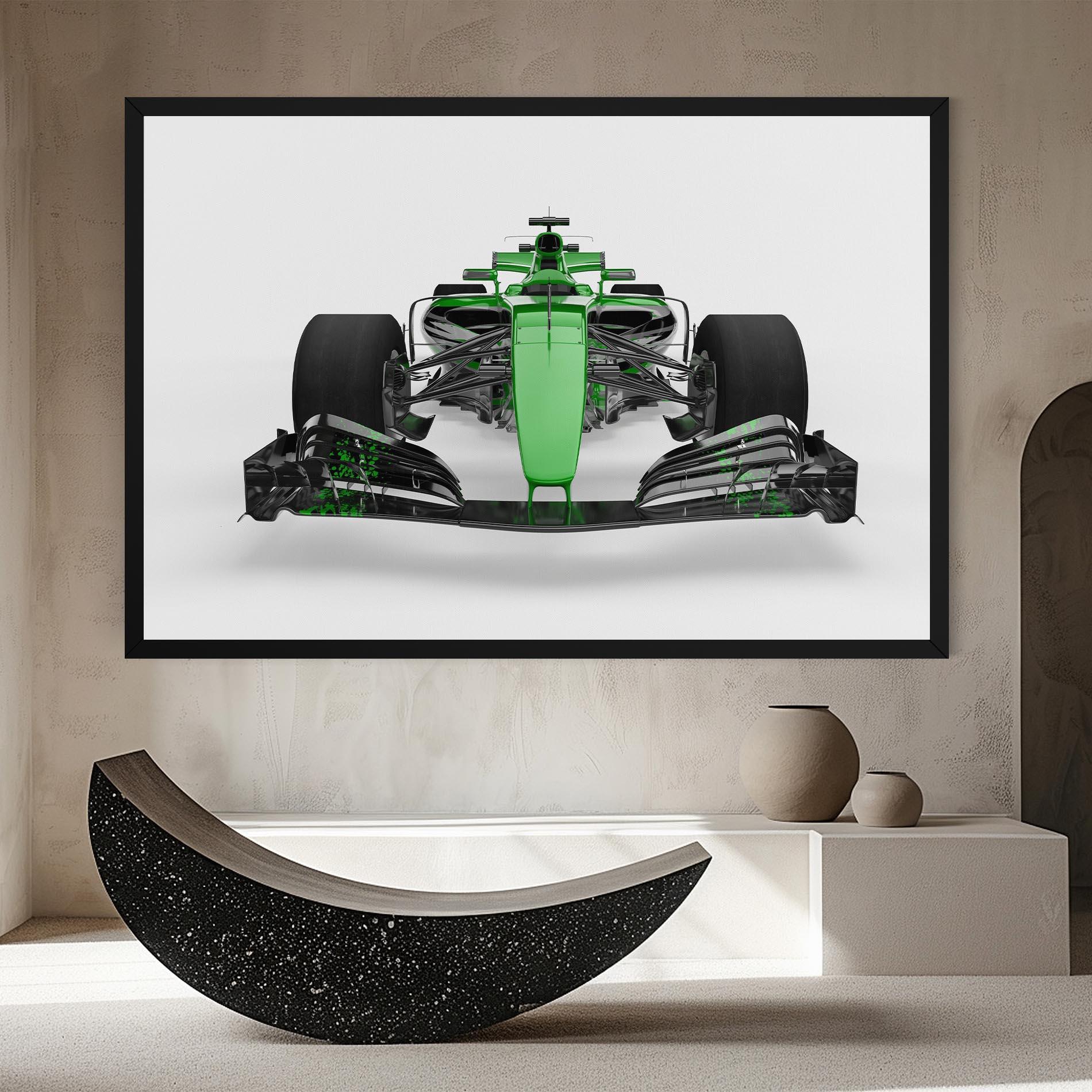 Leinwandbild Green F1 Car mockup 8