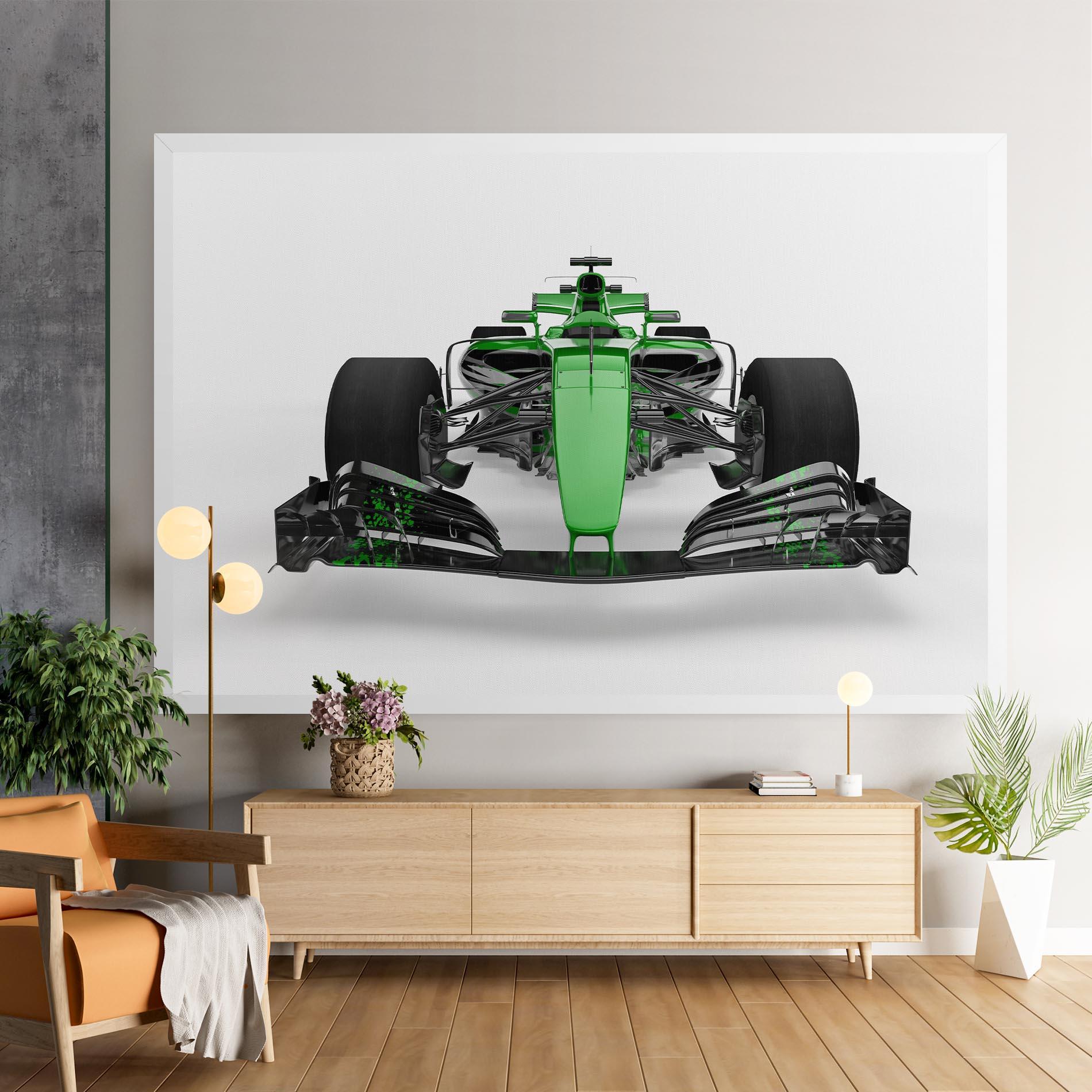 Leinwandbild Green F1 Car mockup 9