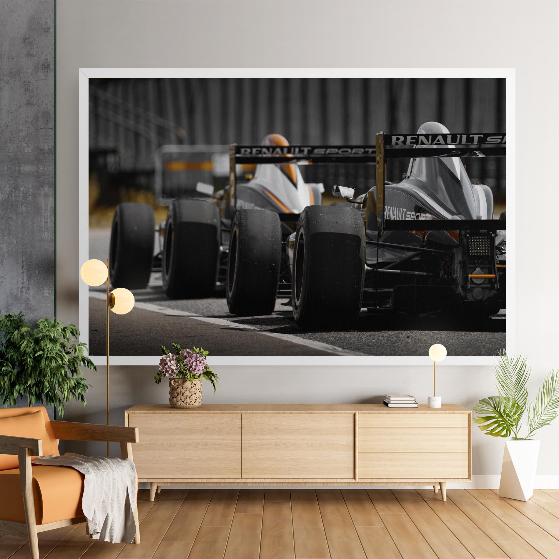 Leinwandbild Grey F1 Cars mockup 9