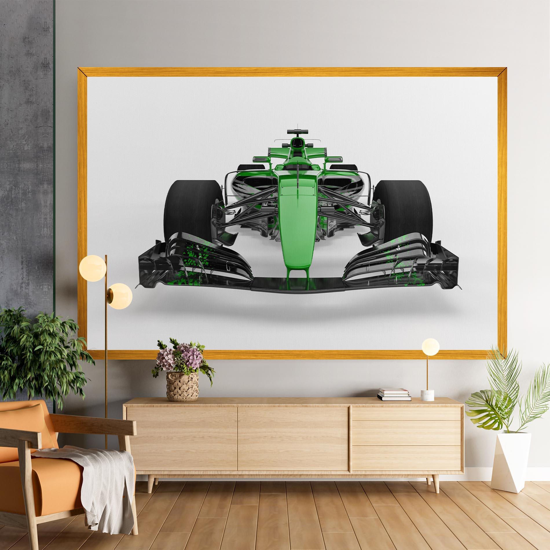 Leinwandbild Green F1 Car mockup 9