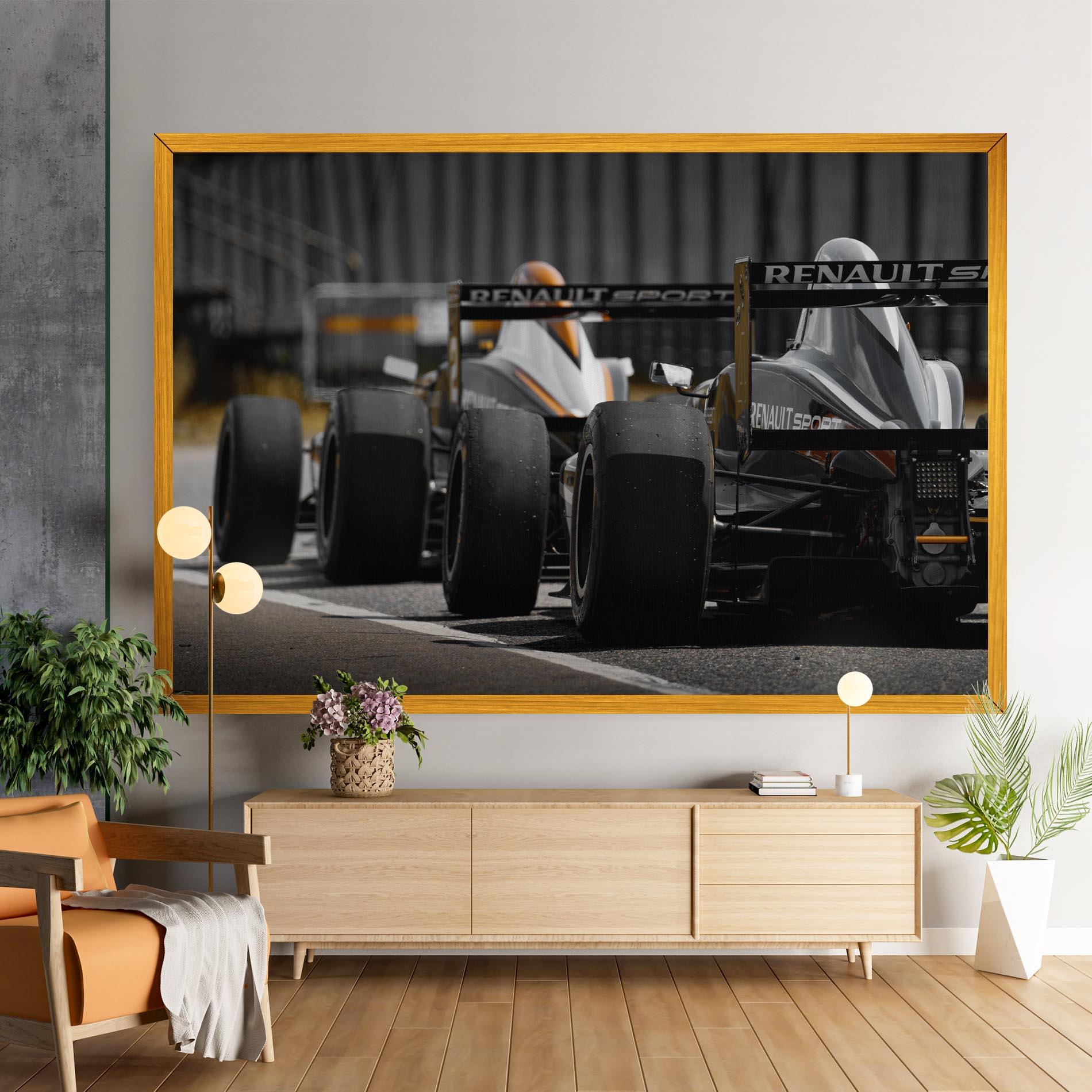 Leinwandbild Grey F1 Cars mockup 9