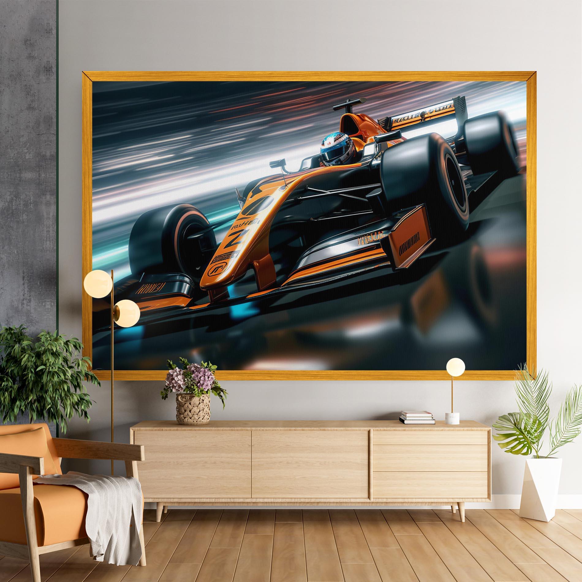 Leinwandbild Orange F1 Car mockup 9