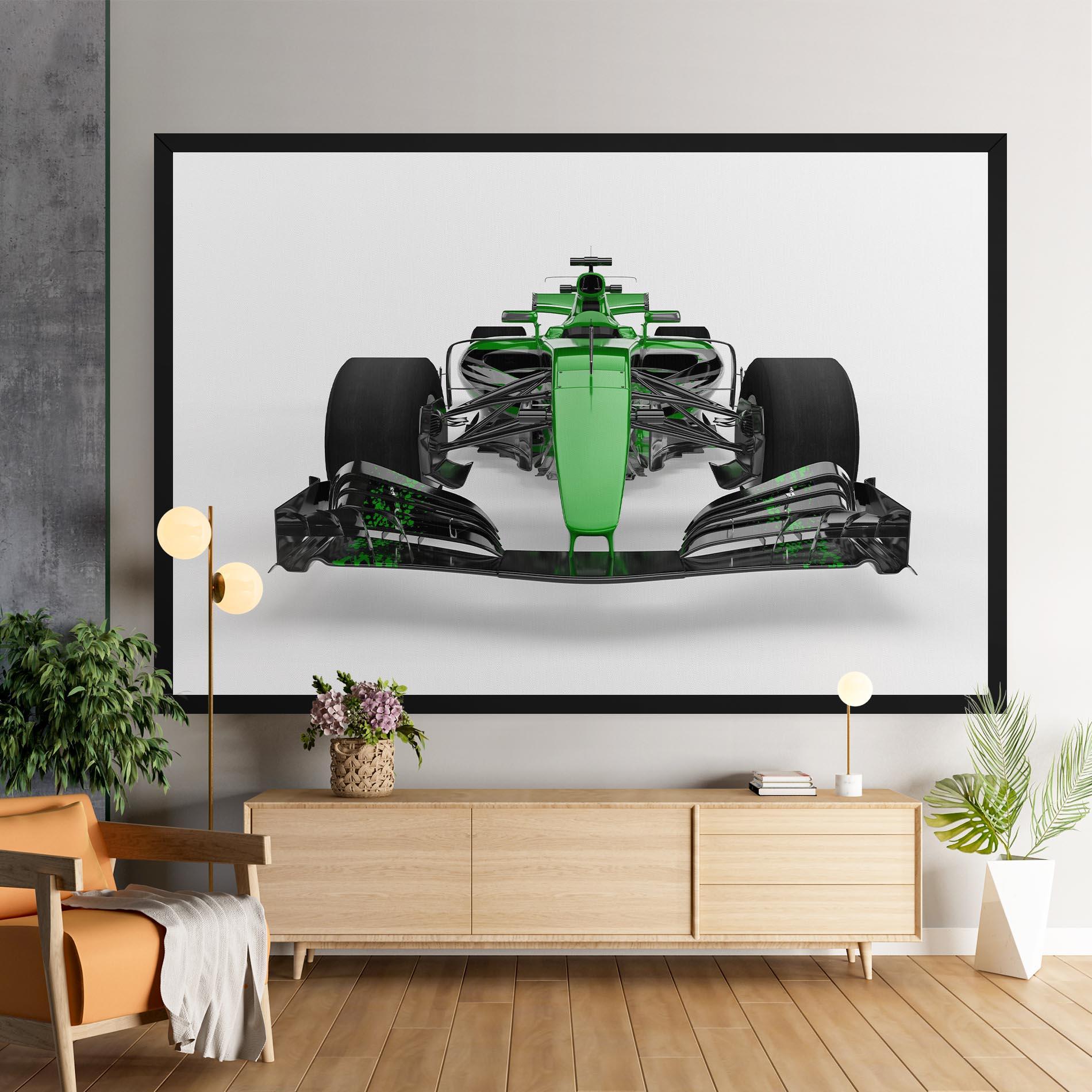 Leinwandbild Green F1 Car mockup 9