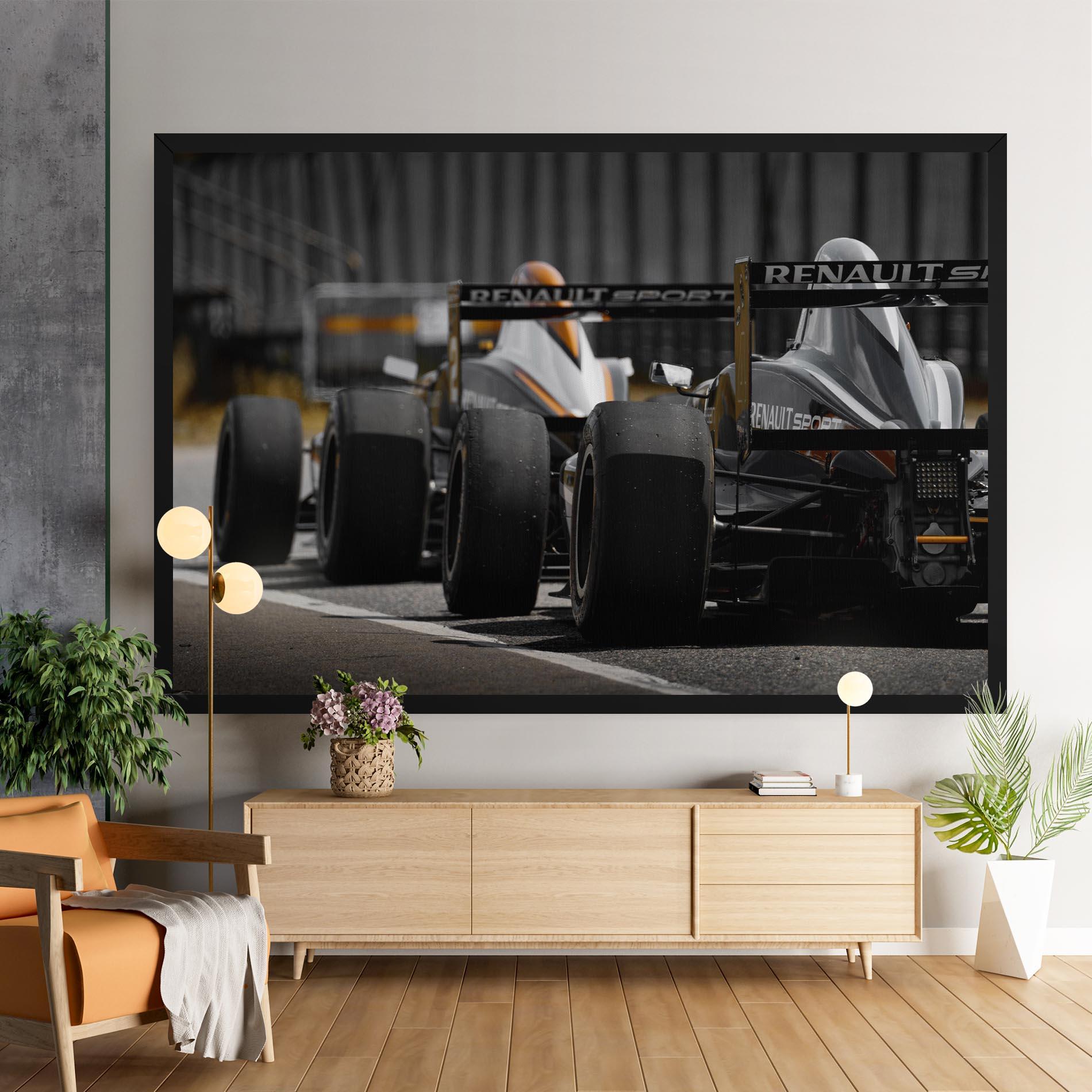 Leinwandbild Grey F1 Cars mockup 9